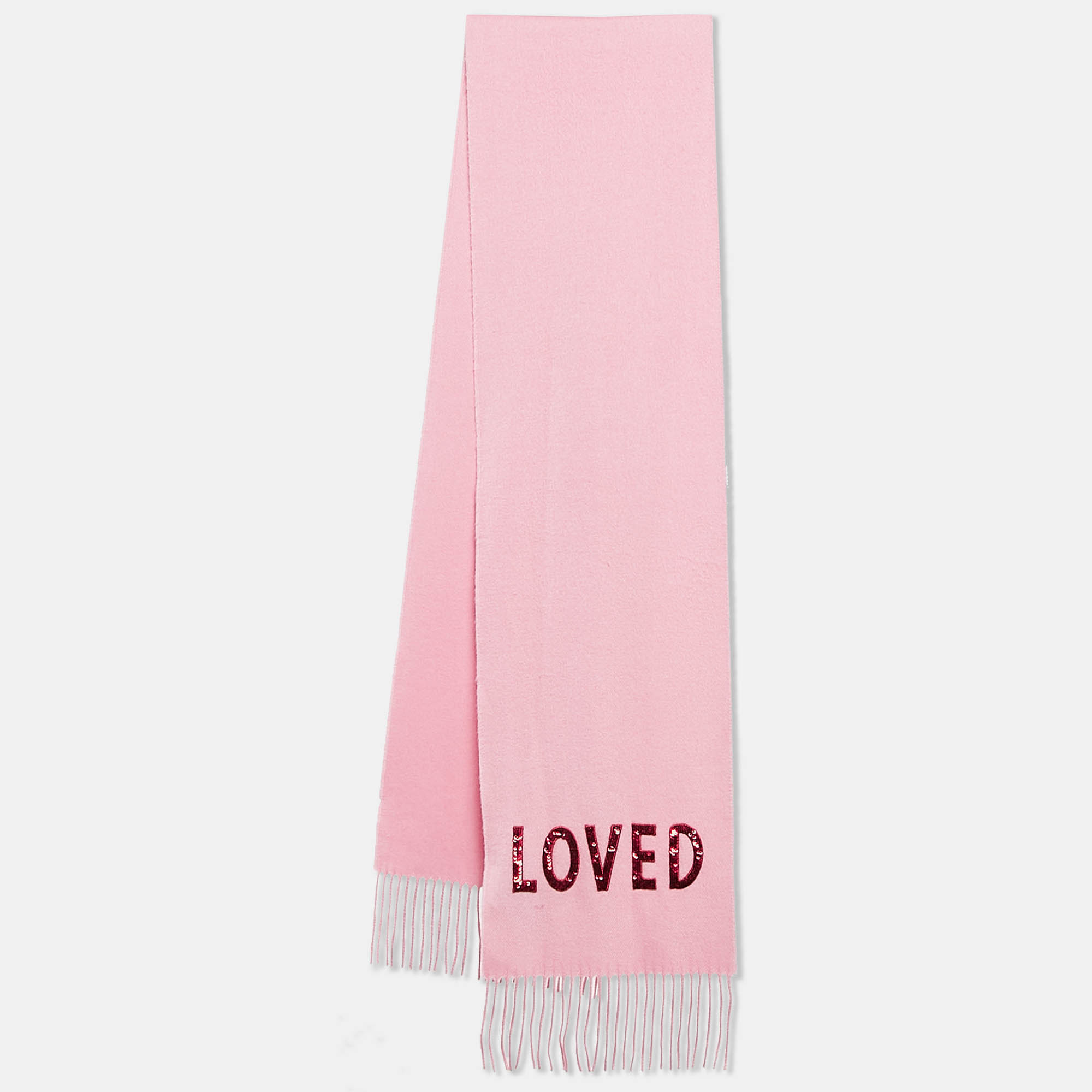 

Gucci Pink LOVED Embellished Cashmere & Silk Scarf