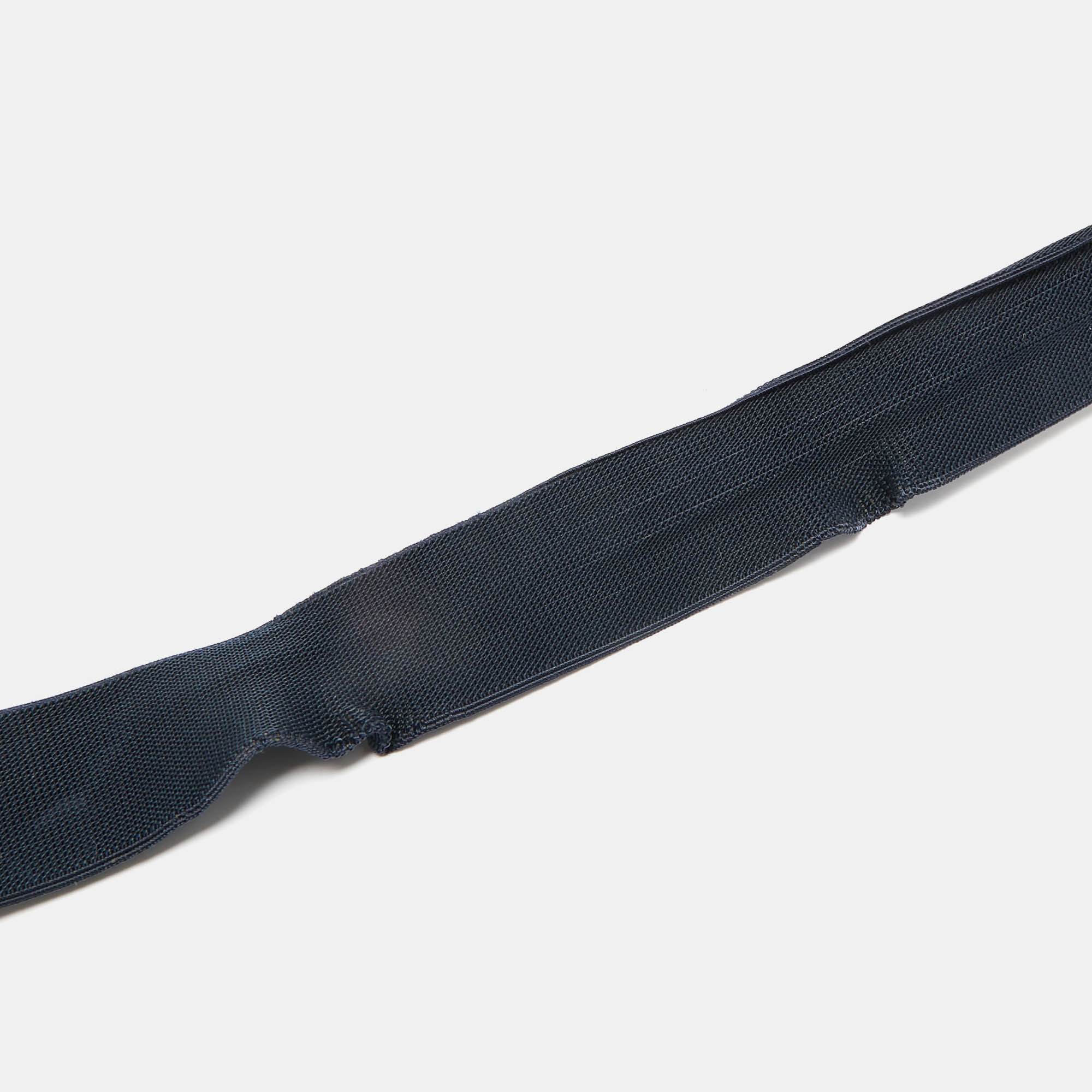 Gucci Navy Blue Elastic and Leather Buckle Belt 90 CM 