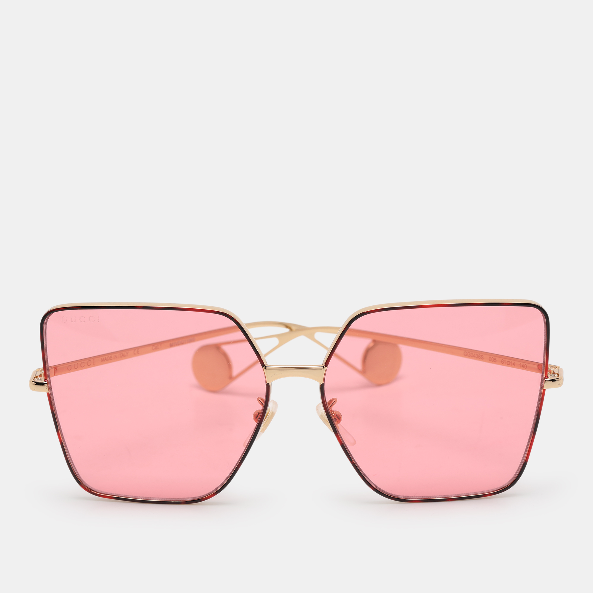 

Gucci Pink Gold Tone Metal GG0436S Sunglasses