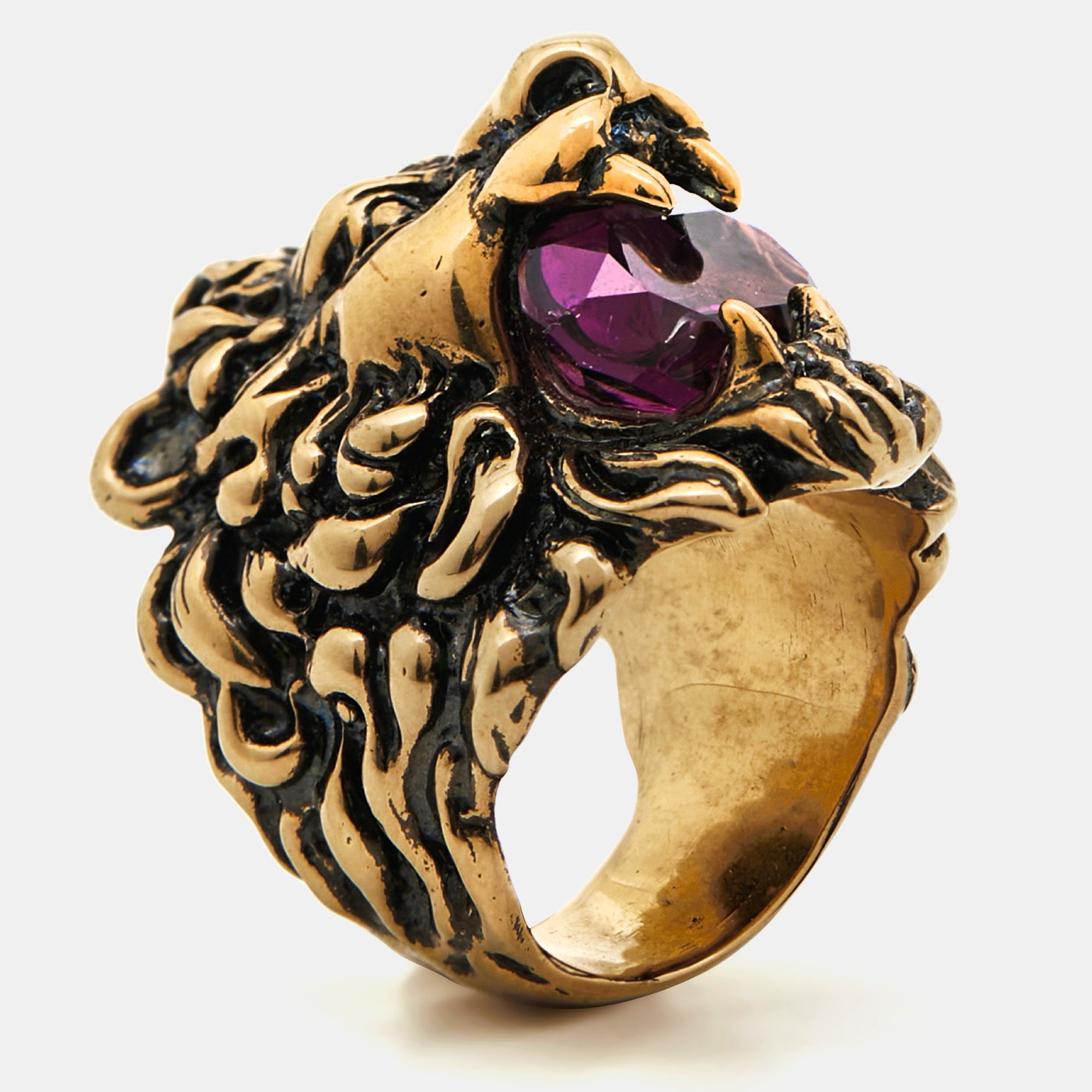 

Gucci Lion Crystal Aged Gold Finish Ring Size