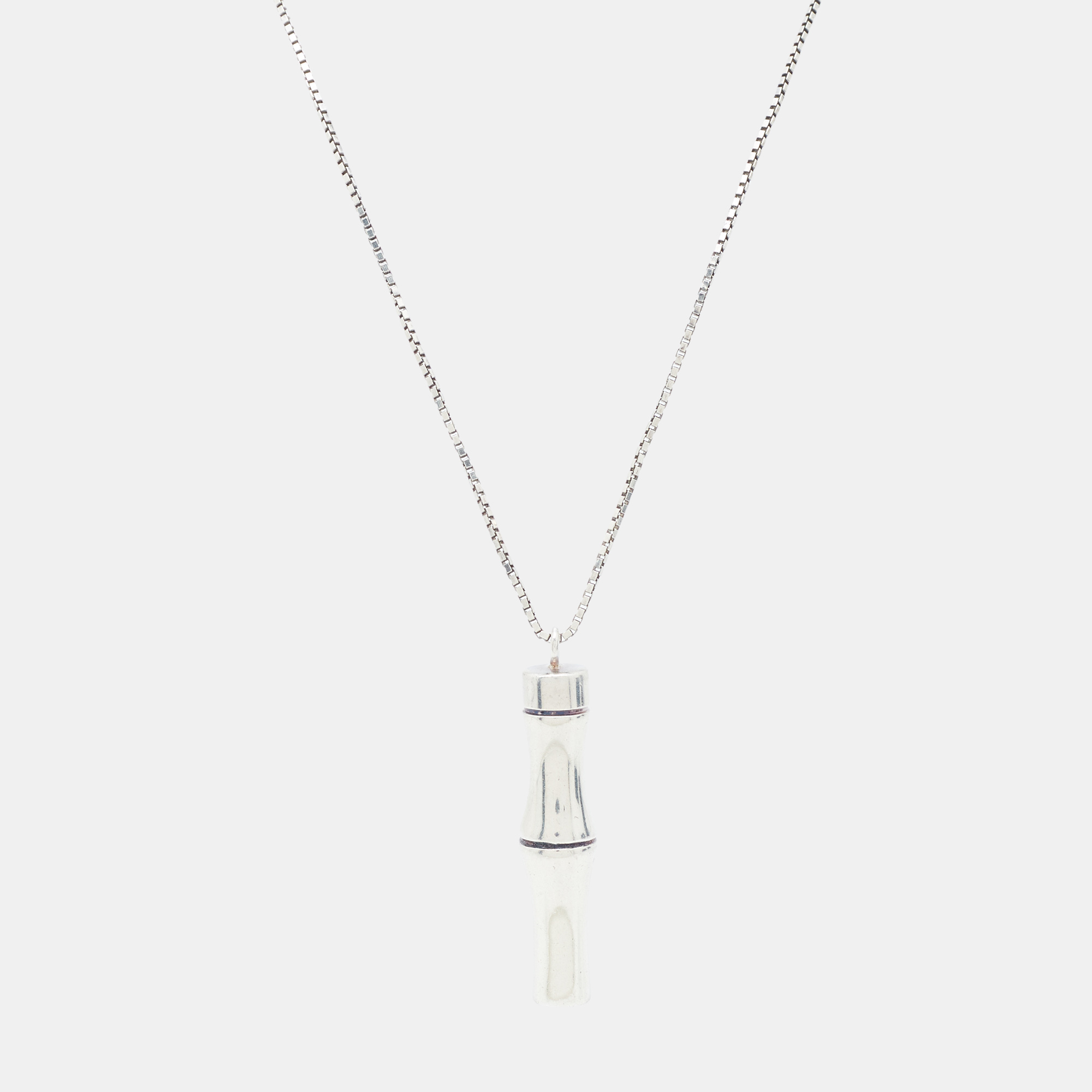 

Gucci Bamboo Motif Sterling Silver Long Pendant Necklace