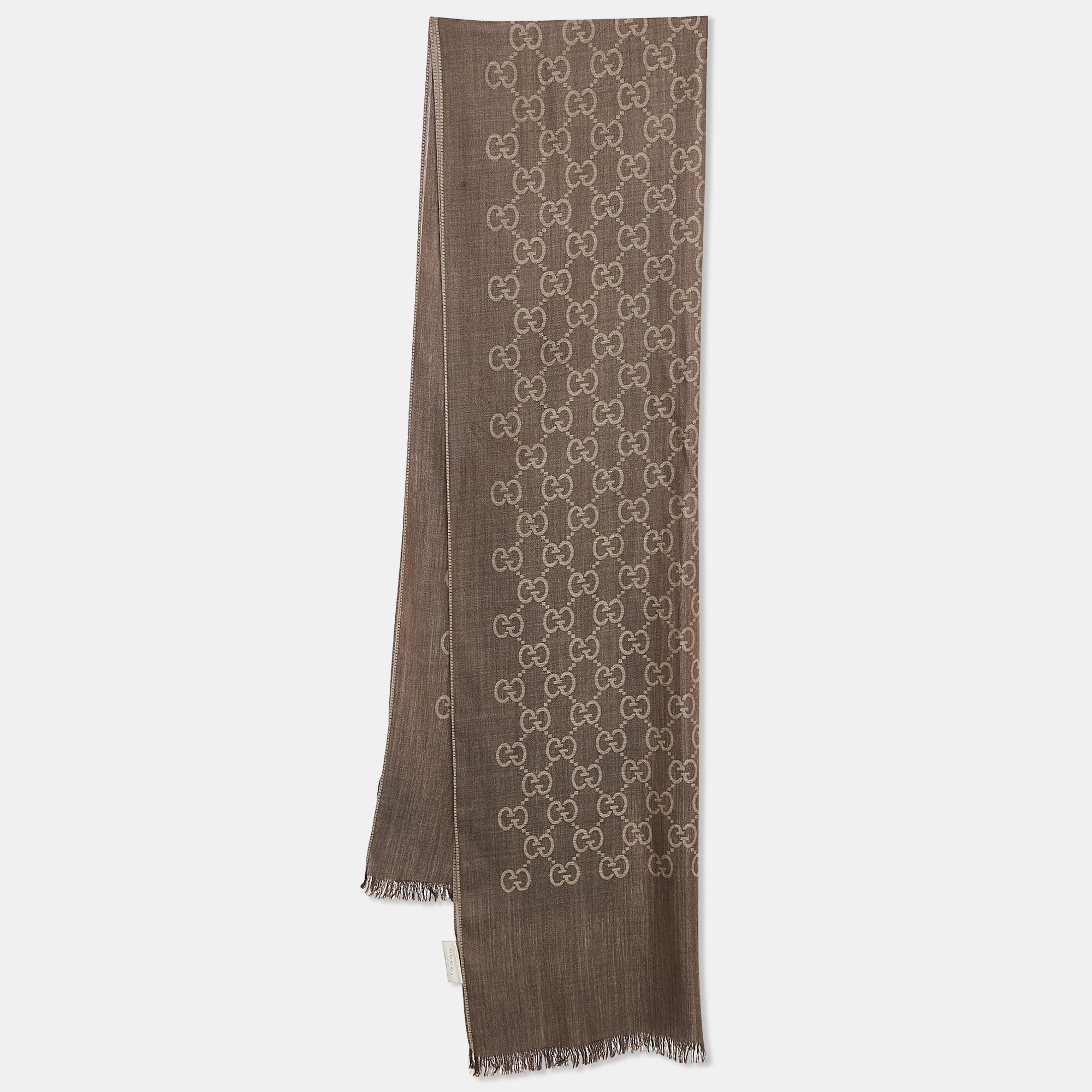 

Gucci Brown GG Jacquard Wool Blend Scarf