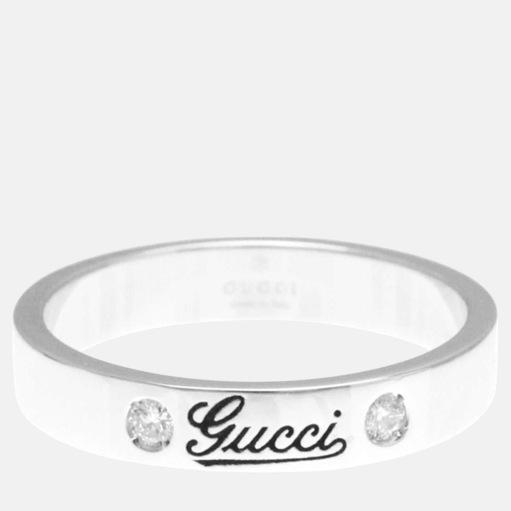 

Gucci Icon Print Ring White Gold 18K Diamond Silver