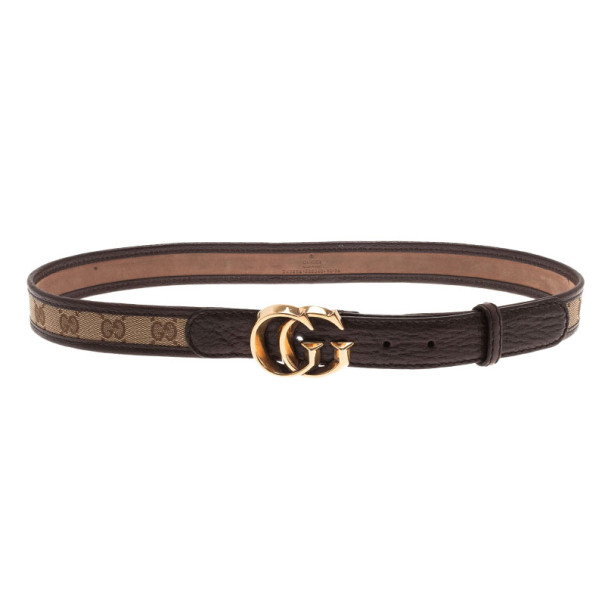 Gucci Guccissima Canvas and Leather GG Buckle Belt 90CM