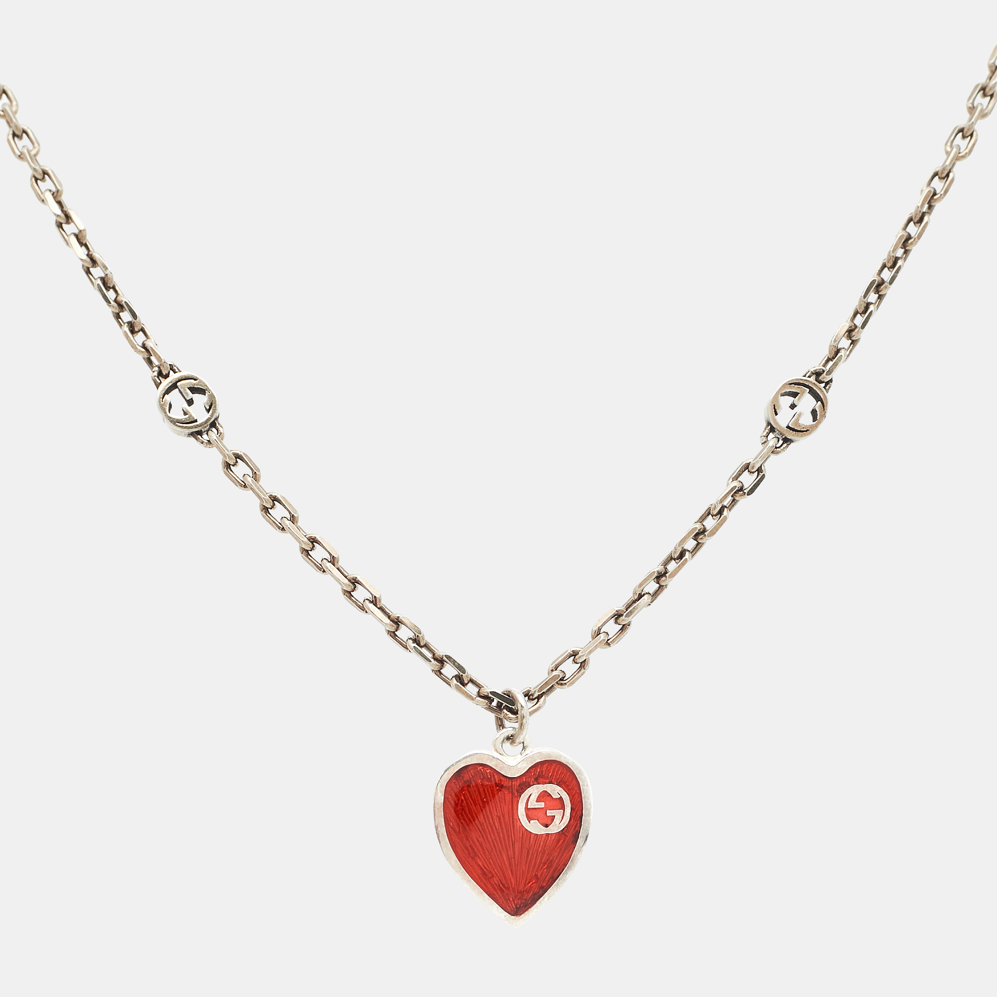 

Gucci Heart Enamel Sterling Silver Necklace