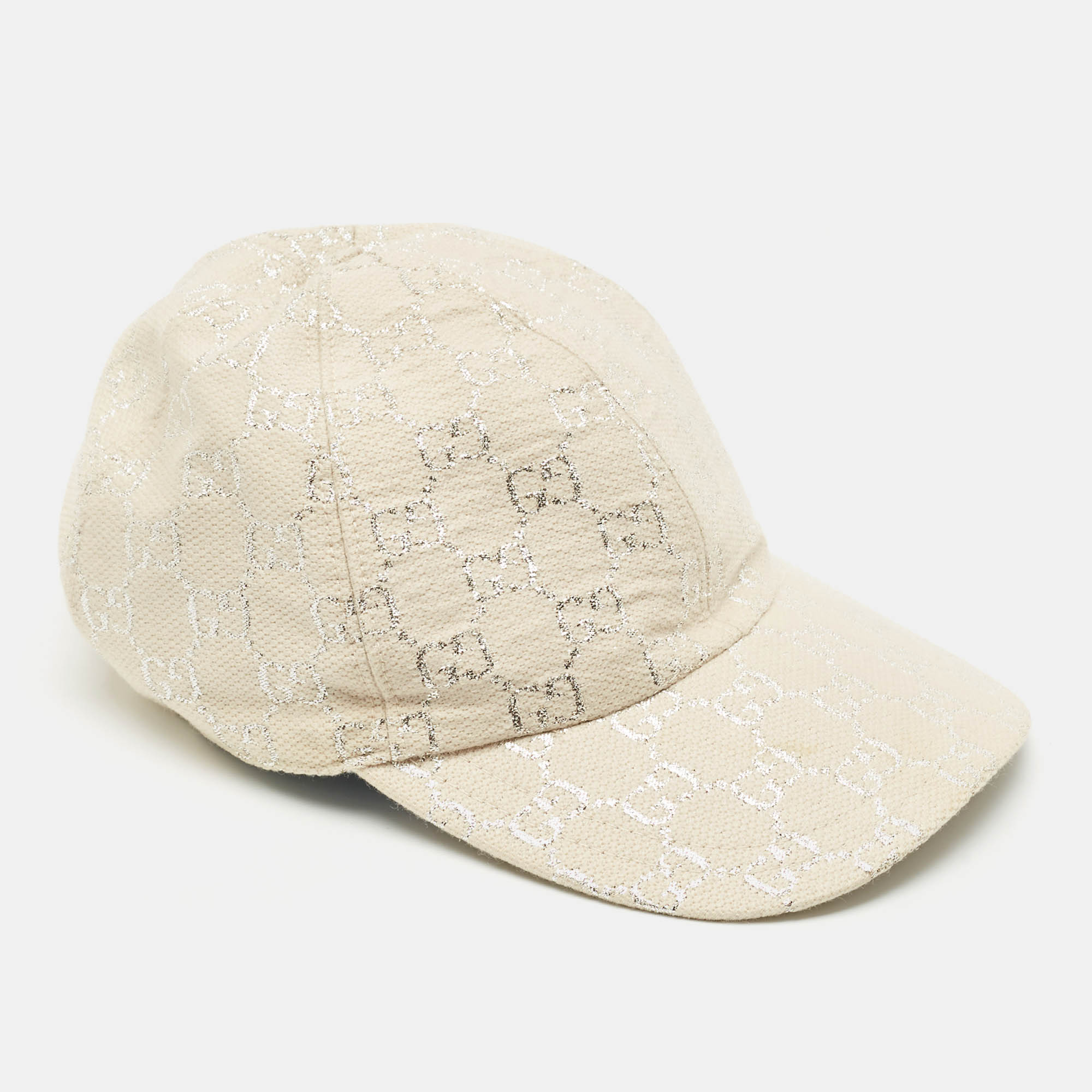 Pre-owned Gucci Beige Gg Fabric Baseball Cap M