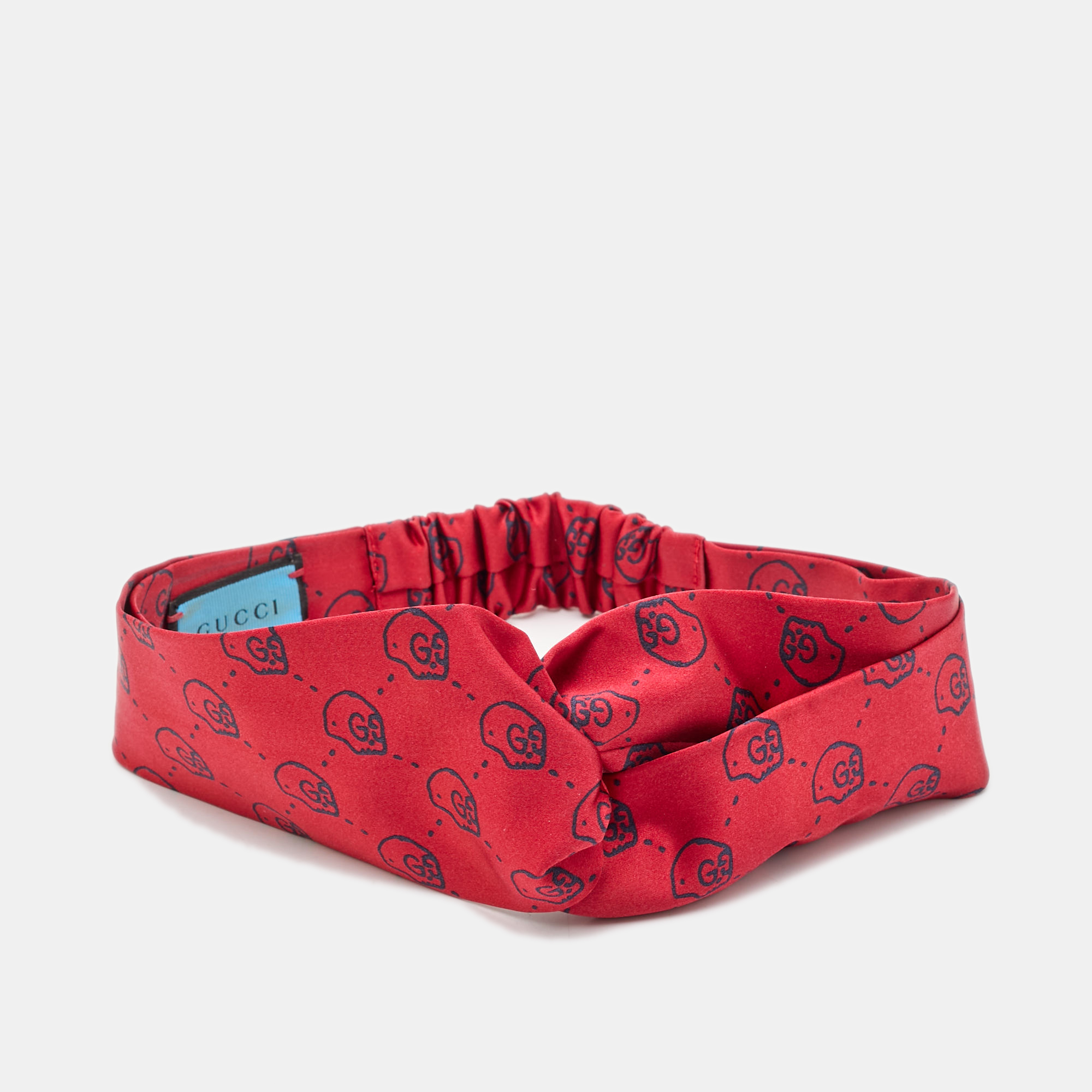 Pre-owned Gucci Red Gg Hamlet Silk Duchesse Headband