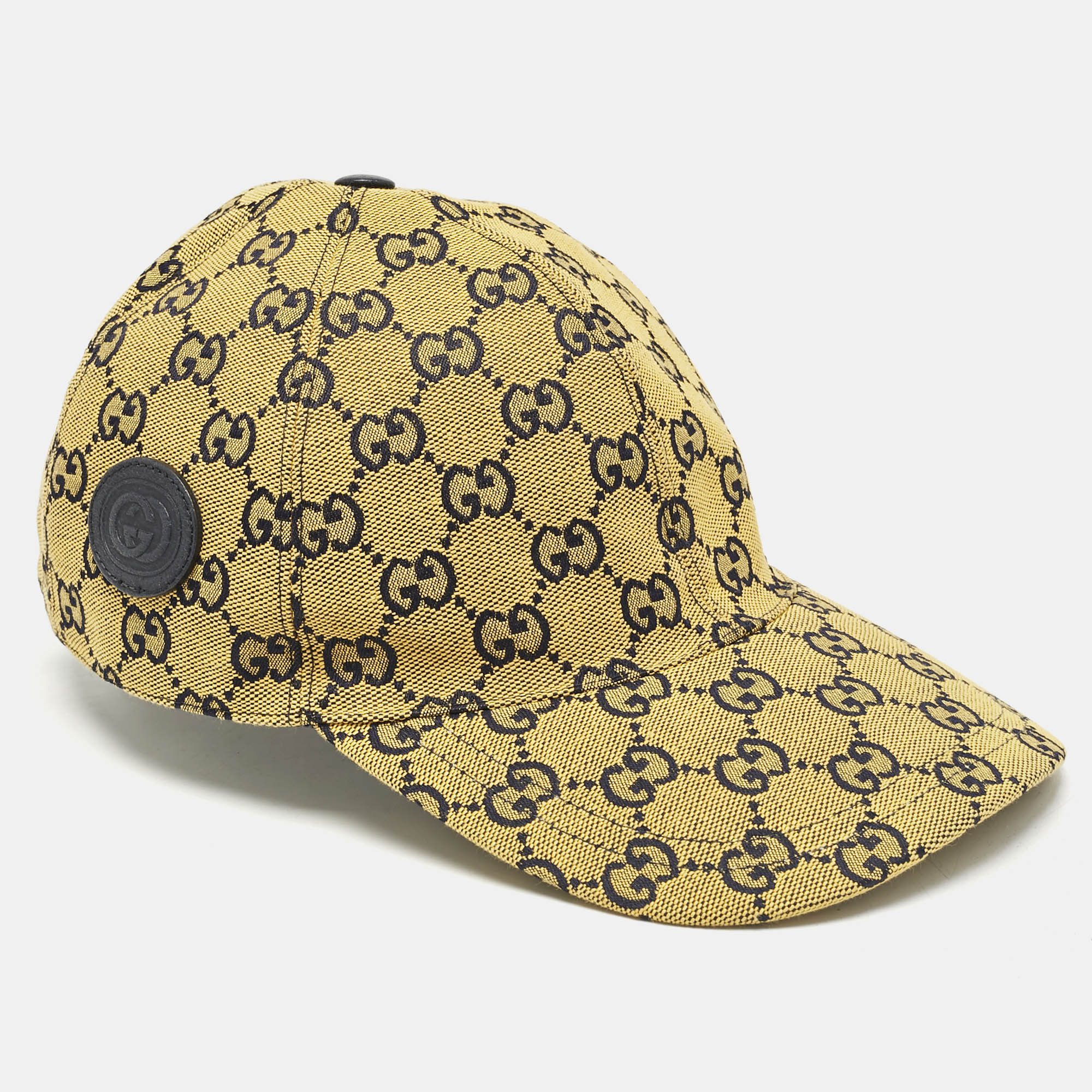 Pre-owned Gucci Yellow Gg Canvas Baseball Cap S