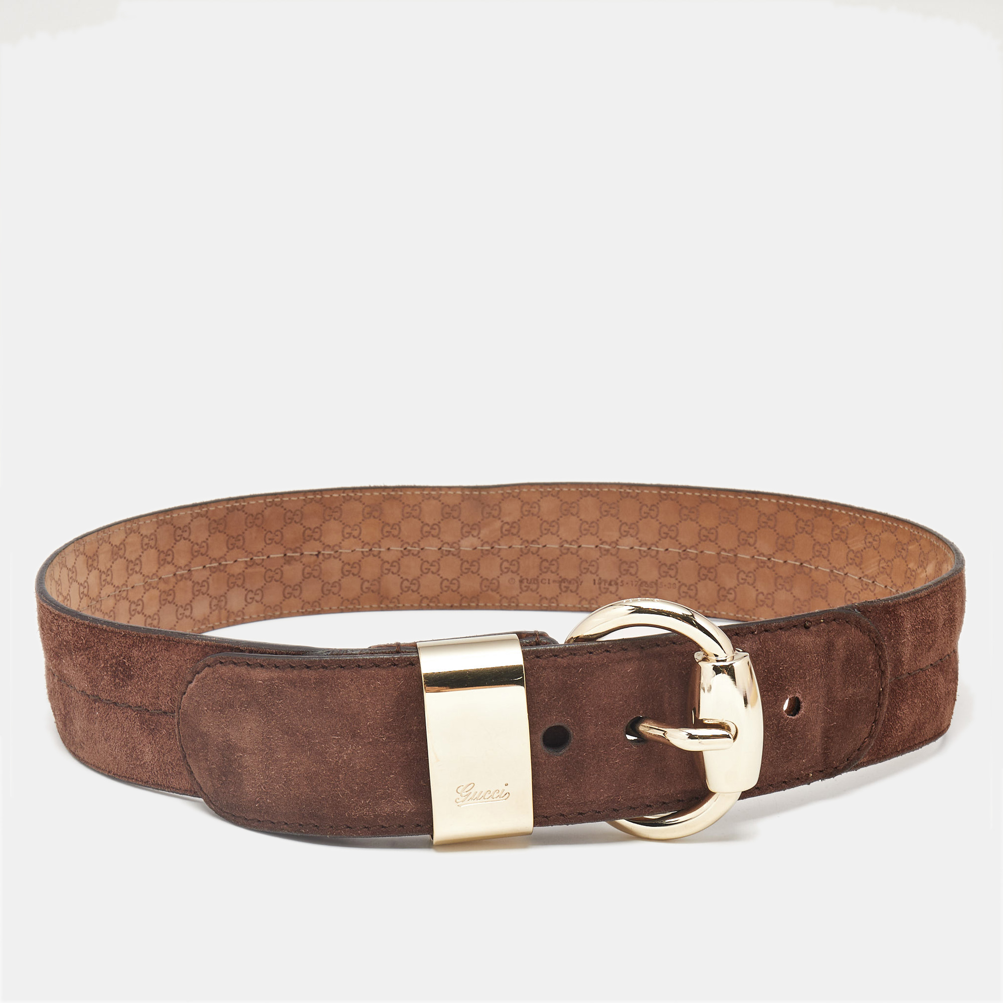 

Gucci Brown Suede Wide Buckle Belt