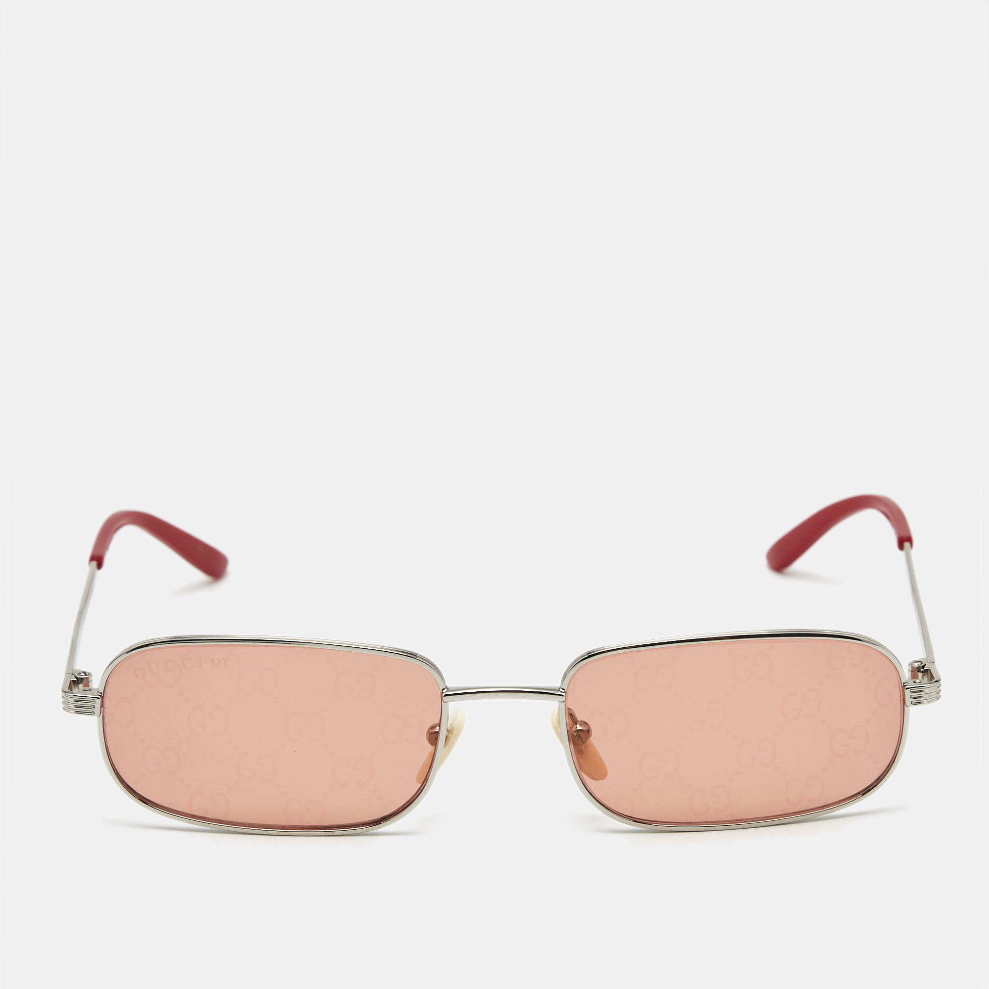 

Gucci Red/Silver Tone GG1457S Rectangle Sunglasses