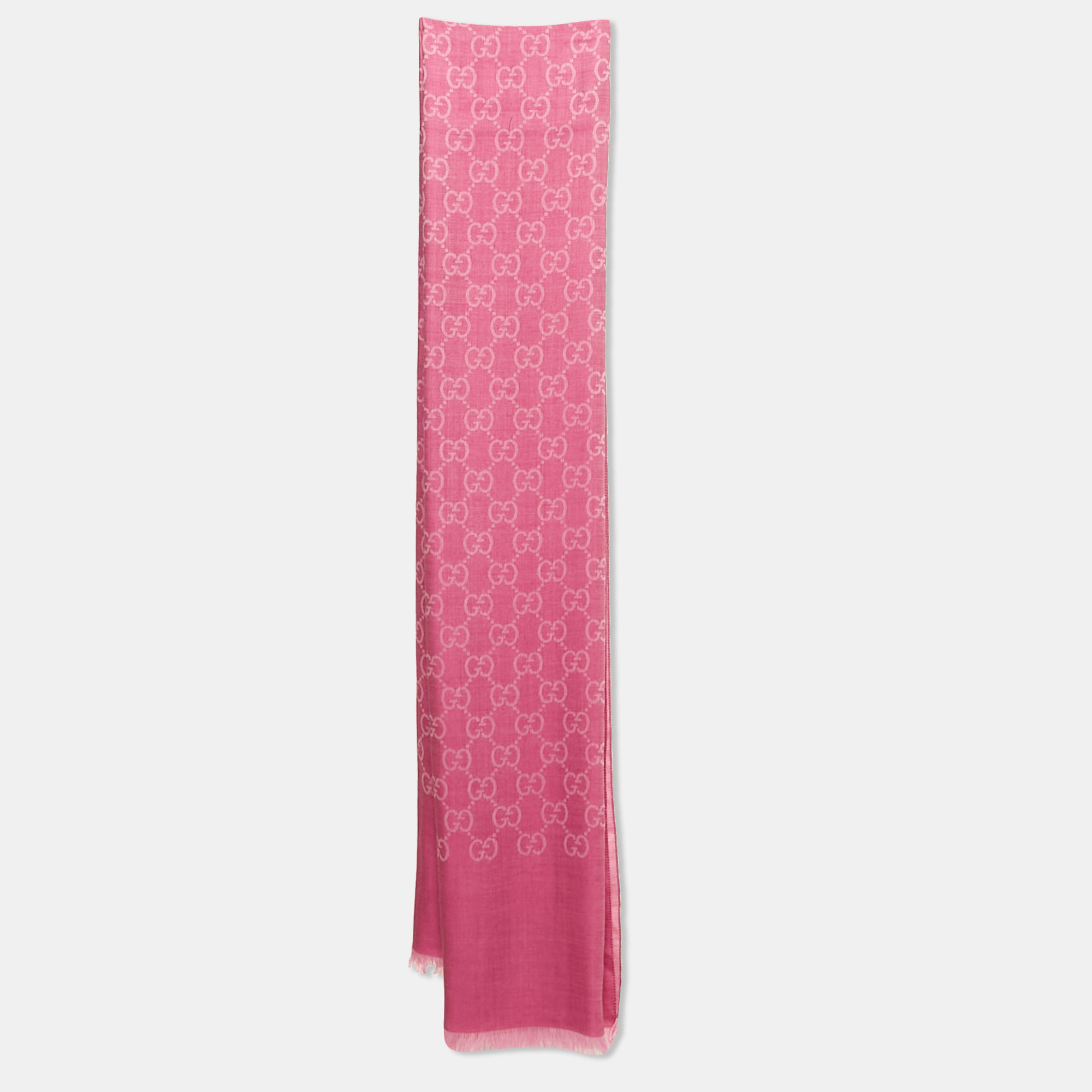 

Gucci Pink GG Supreme Jacquard Wool Blend Shawl