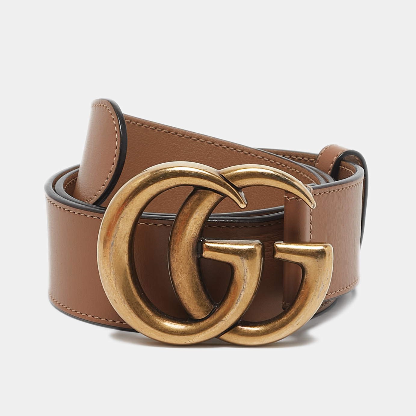 

Gucci Tan Leather GG Marmont Buckle Belt