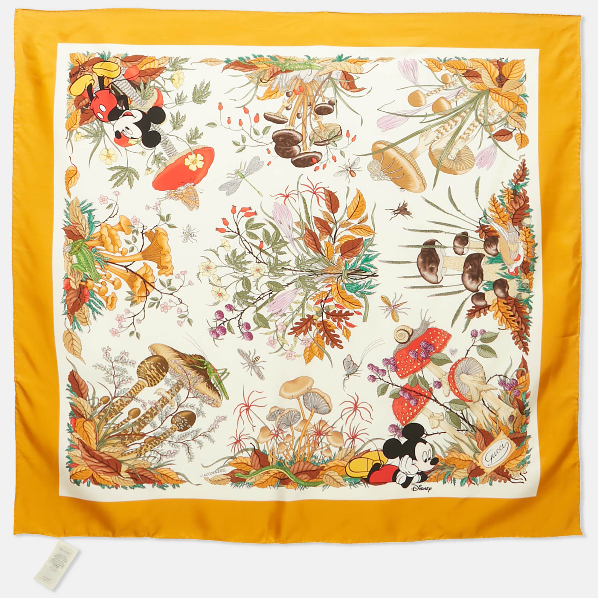 

Gucci x Disney Yellow/Ivory Printed Silk Square Scarf
