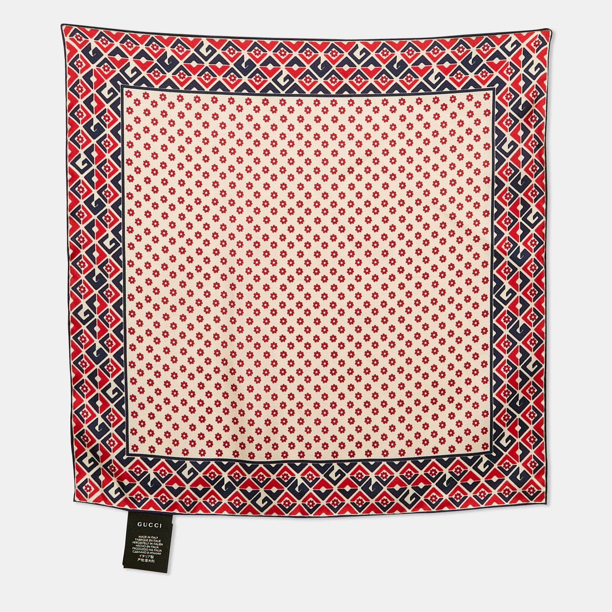 

Gucci Red/Blue Plainmetric Silk Square Scarf/Pocket Square