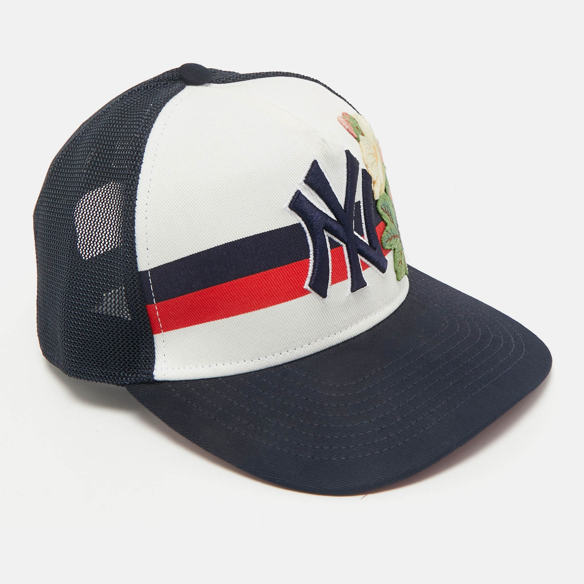 

Gucci x NY Yankees Navy Blue GG Floral Applique Baseball Cap M