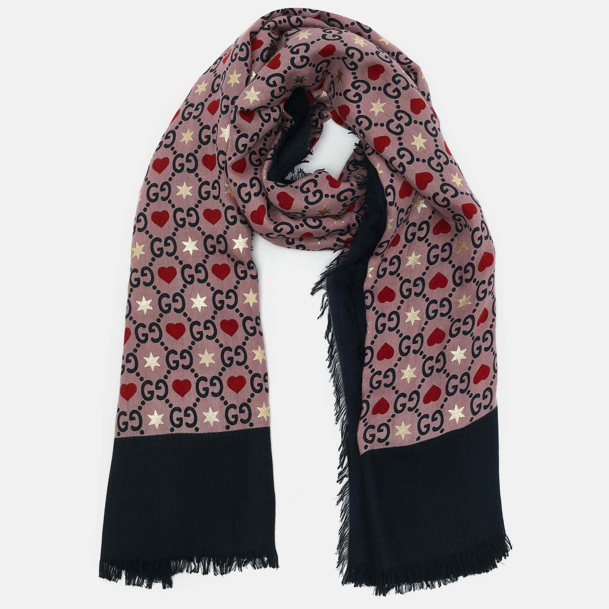 

Gucci Pink Heart Horsebit Modal Scarf