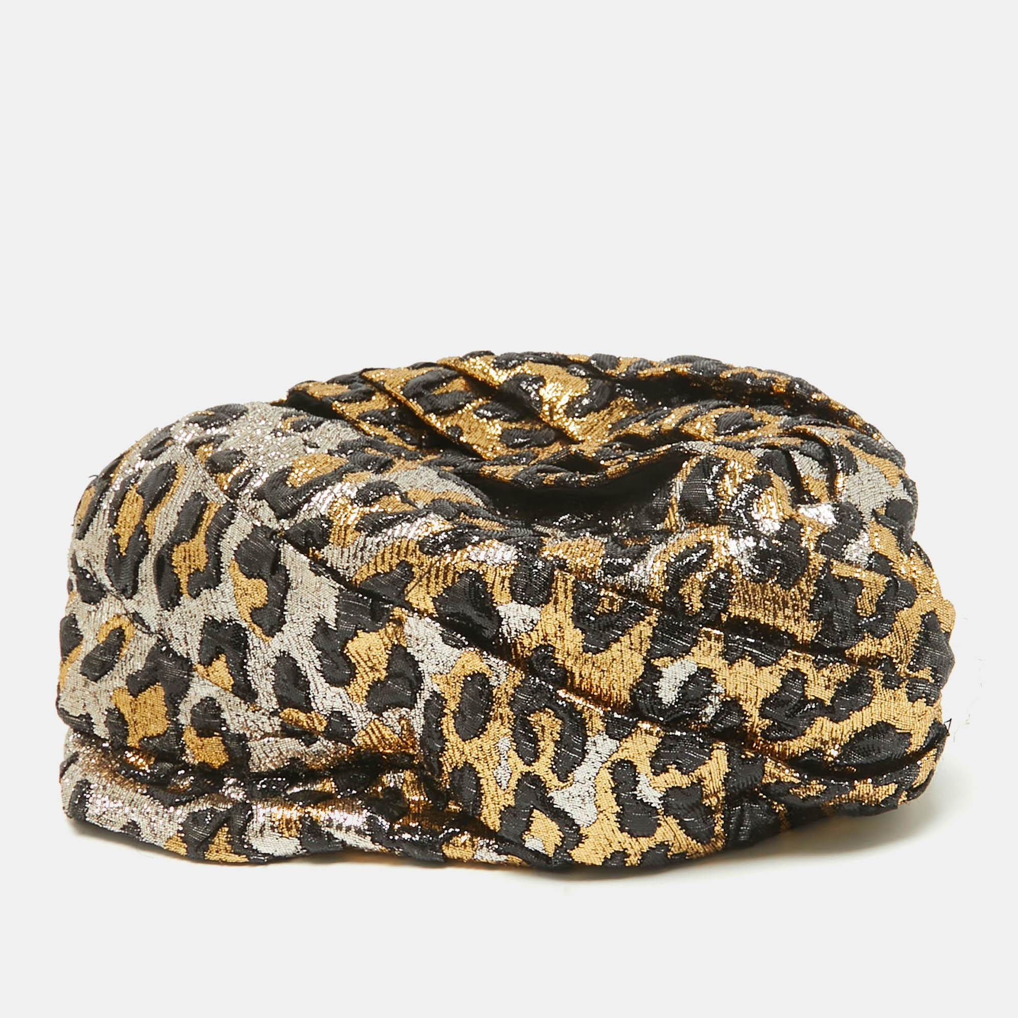 

Gucci Metallic Leopard Pattern Lamé Turban Headband M