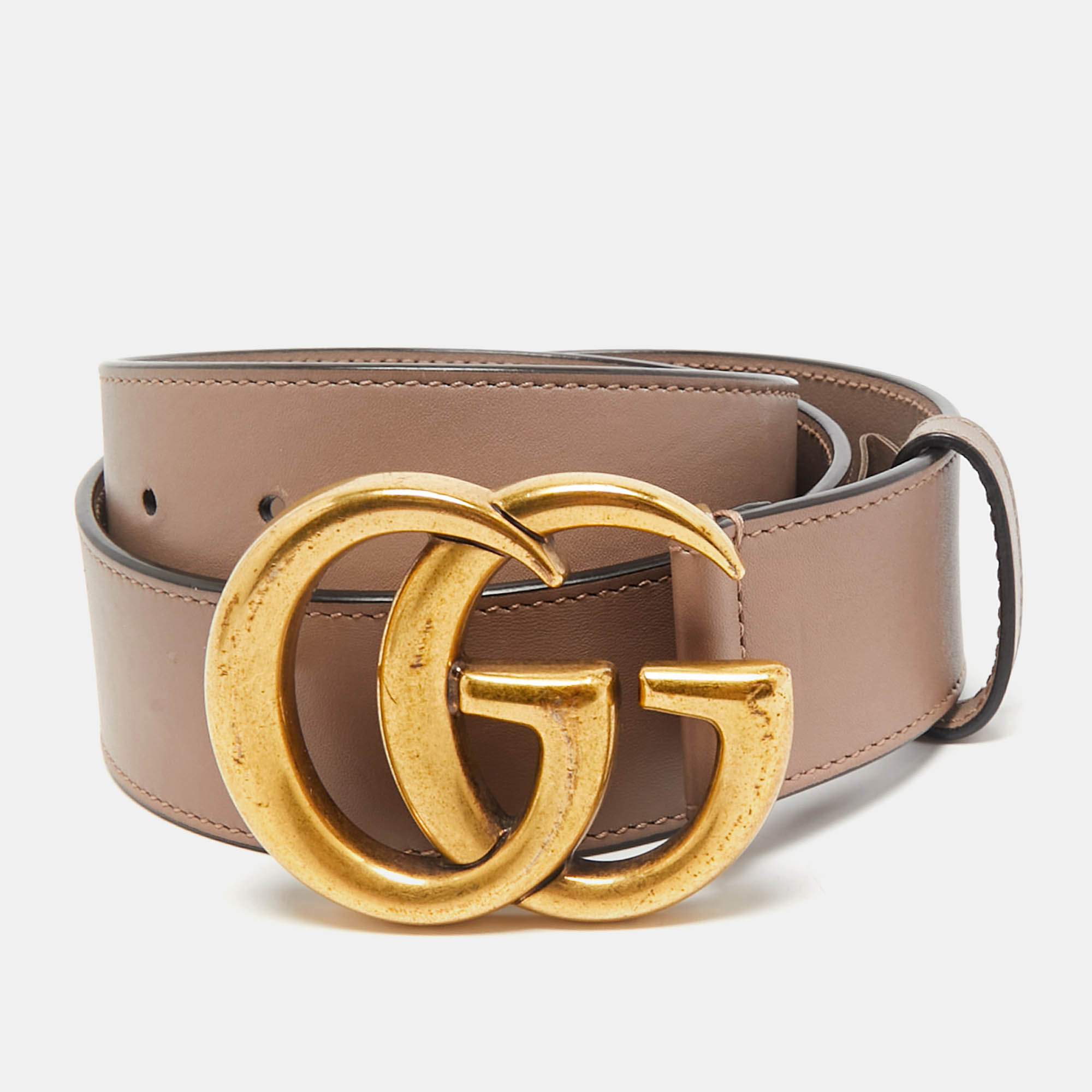 

Gucci Dusty Pink Leather GG Marmont Buckle Belt