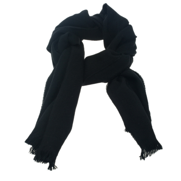 

Gucci Black Guccissima Fringed Edge Wool Scarf