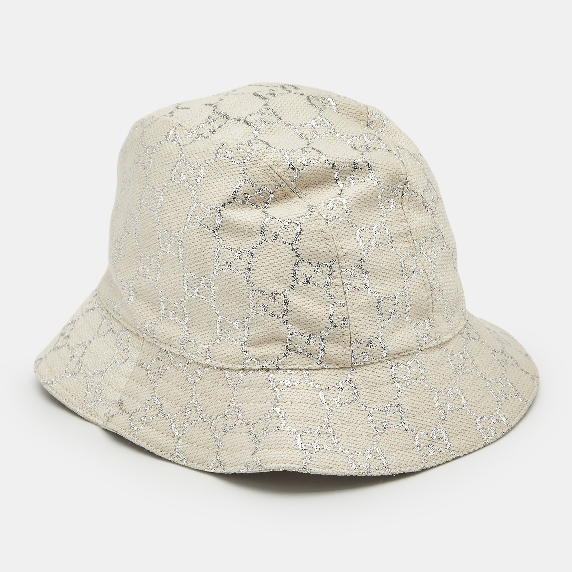 

Gucci White GG Lamé Wool Bucket Hat M