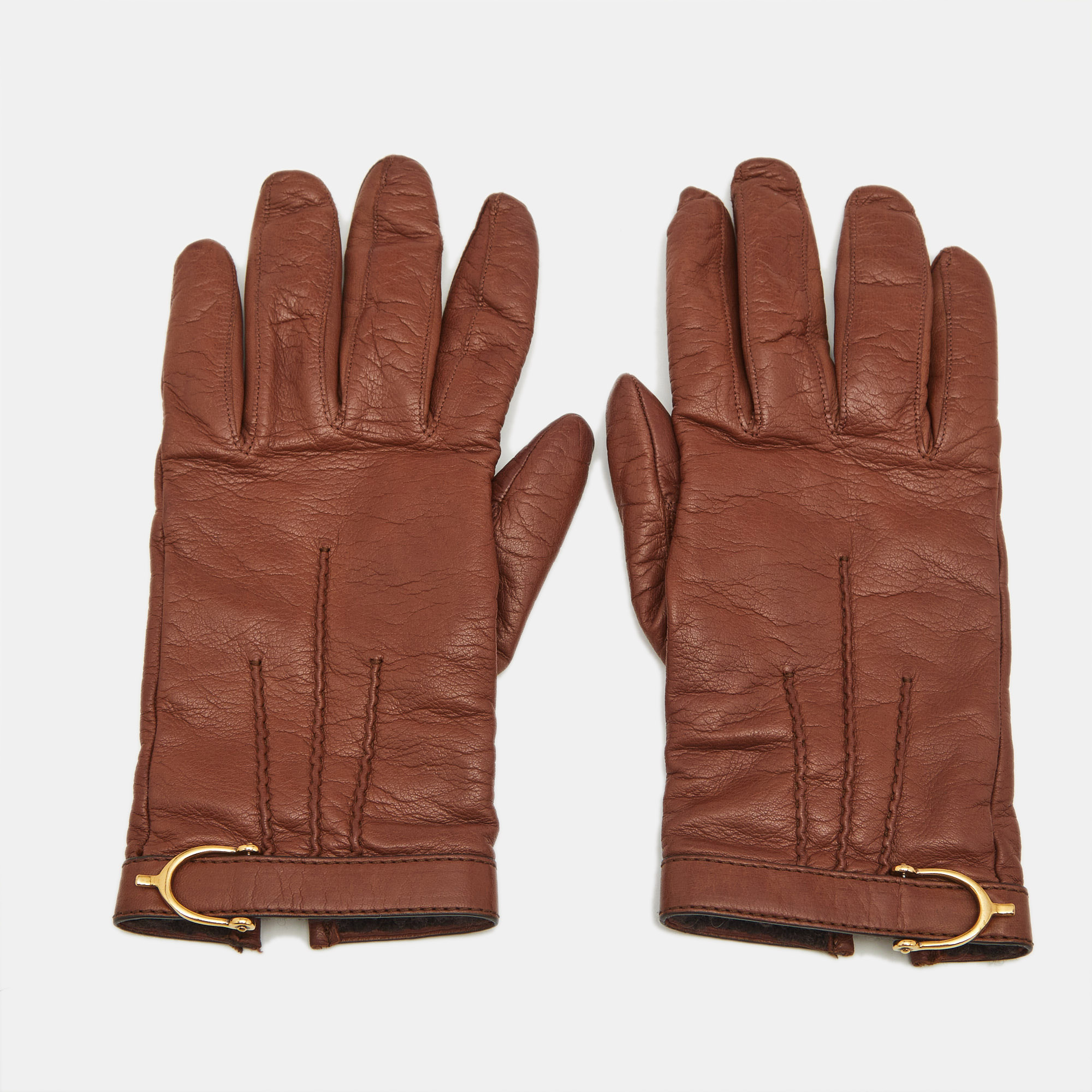 

Gucci Brown Leather Gloves Size