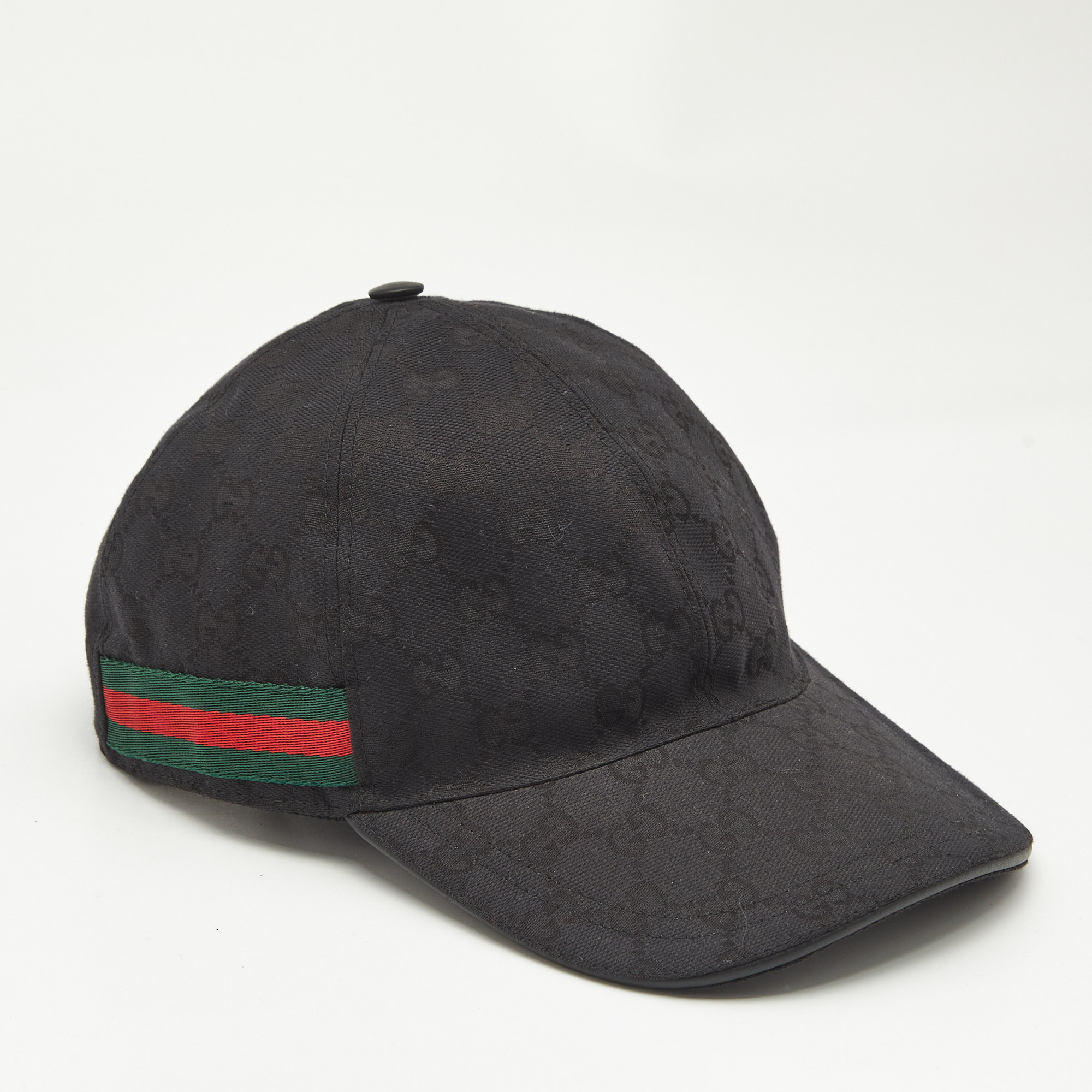 

Gucci Black Original GG Canvas Web Detail Baseball Cap S