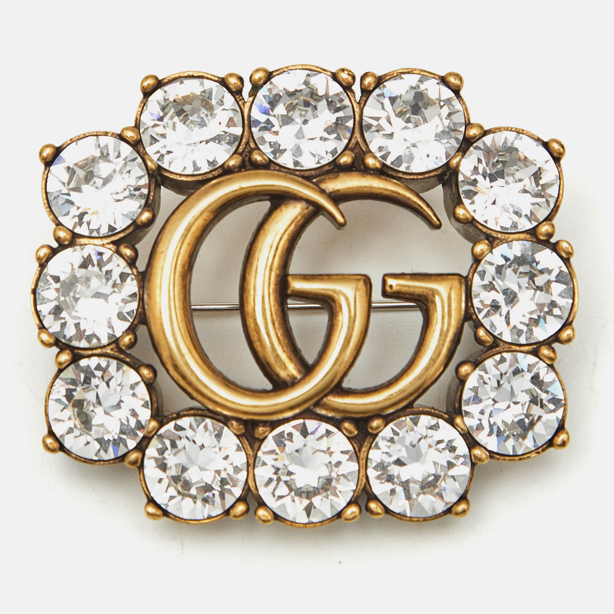 

Gucci GG Crystal Gold Tone Brooch