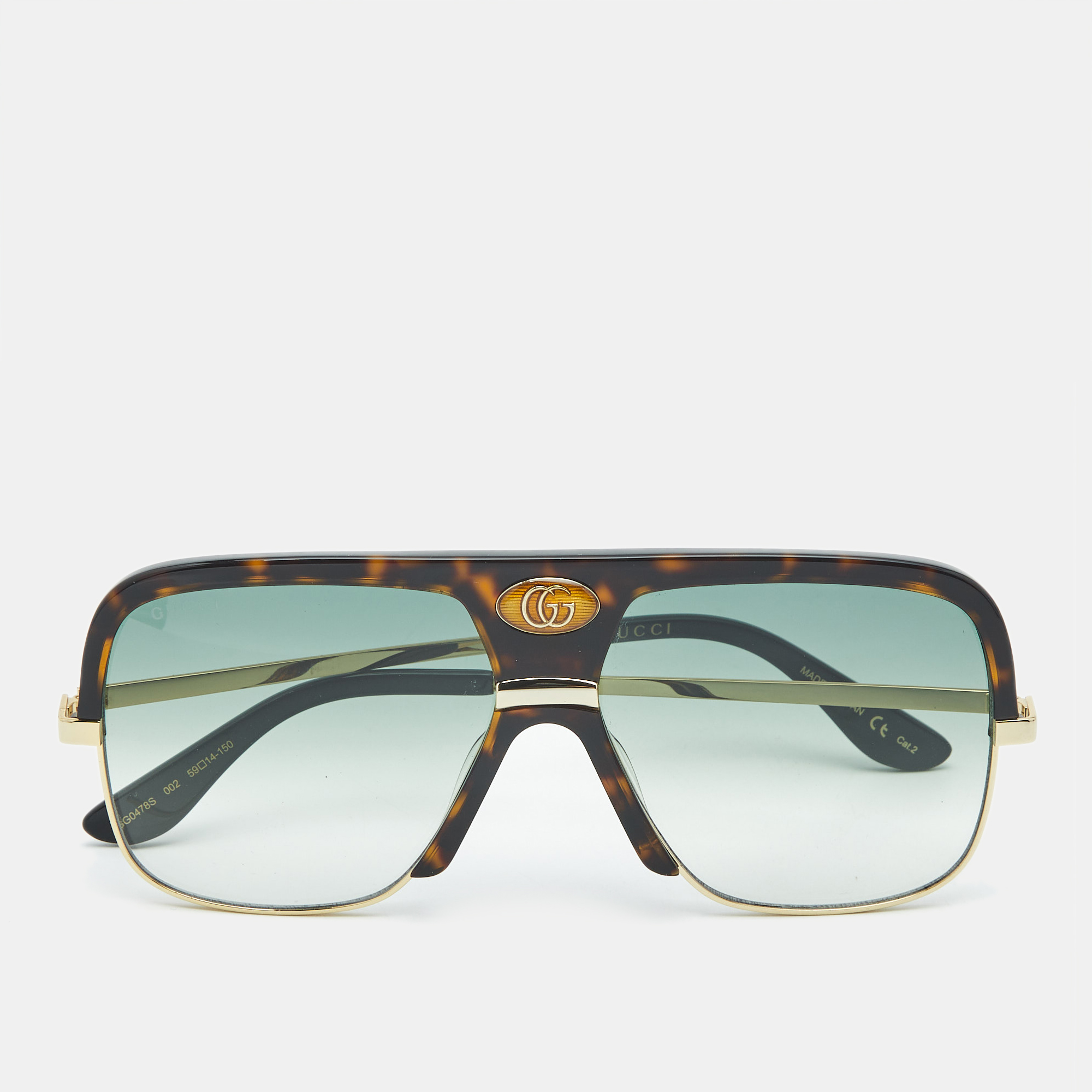 

Gucci Tortoise Brown Gradient GG0478S Double G Square Sunglasses