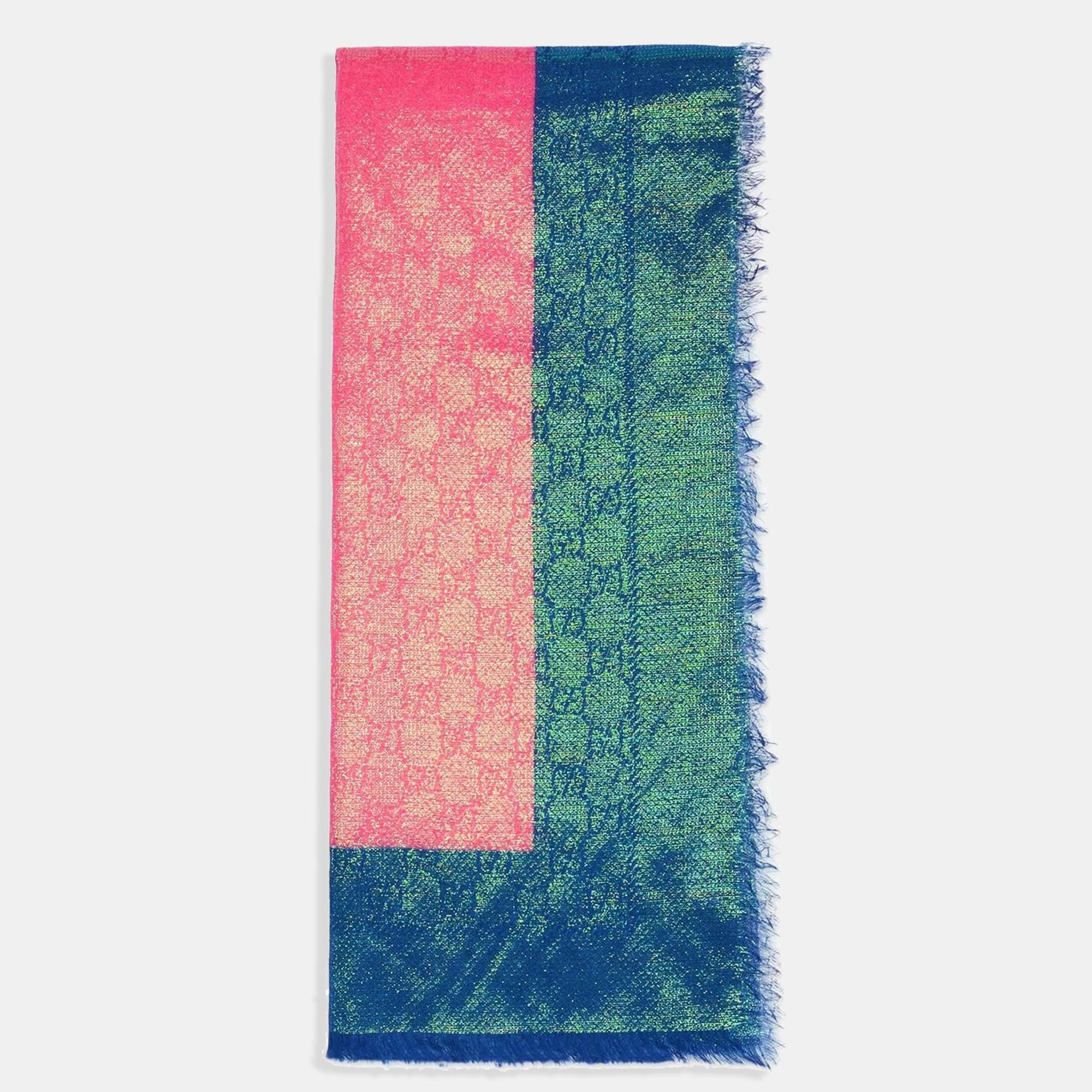 

Gucci Pink Iridescent GG Lamé Jacquard Scarf