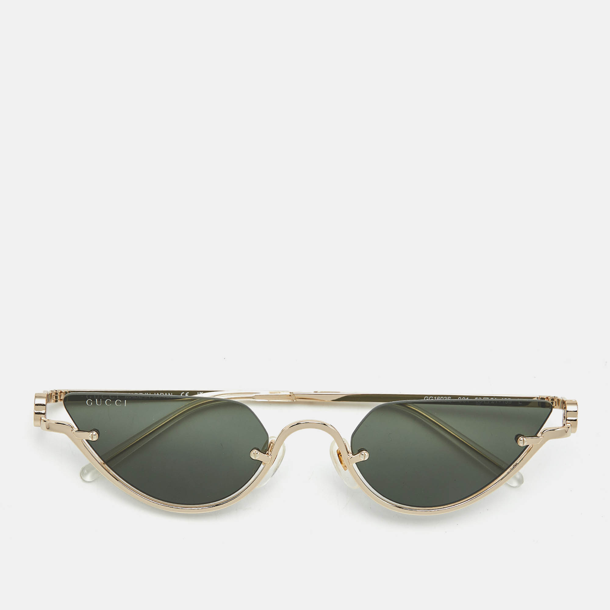

Gucci Black/Gold Tone GG1603S Half Rimless Cat Eye Sunglasses