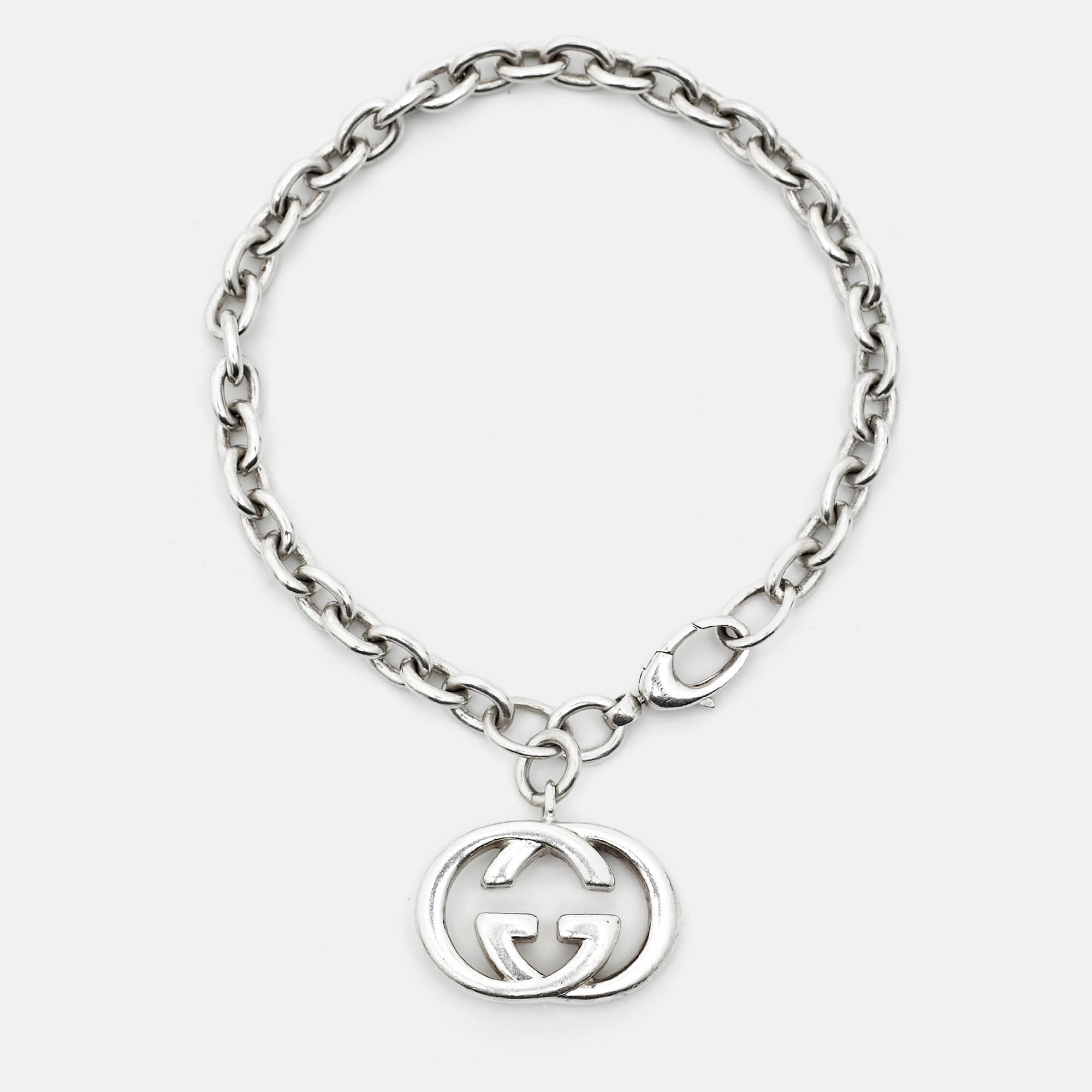 

Gucci Interlocking G Charm Sterling Silver Bracelet
