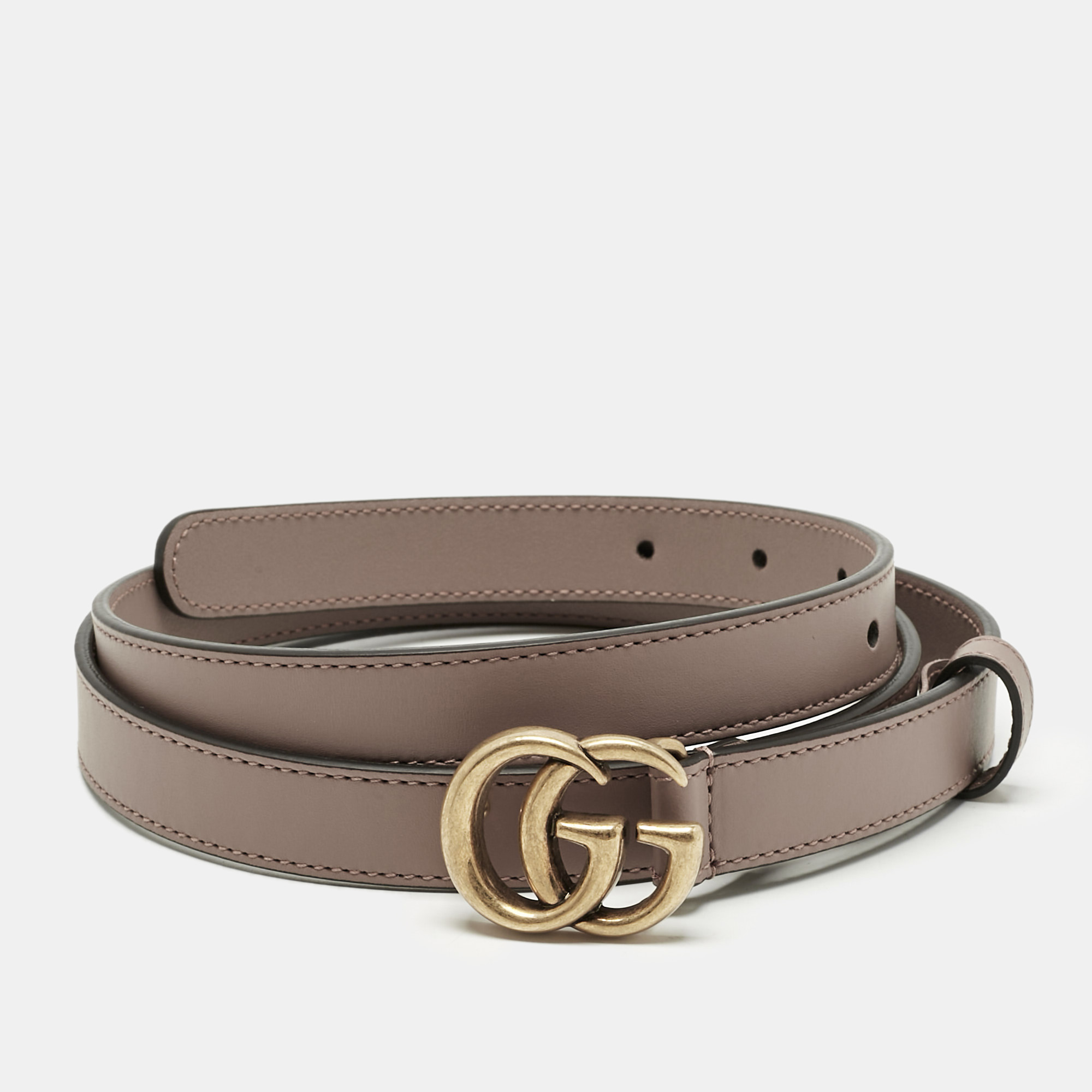 

Gucci Dusty Pink Leather GG Marmont Slim Belt