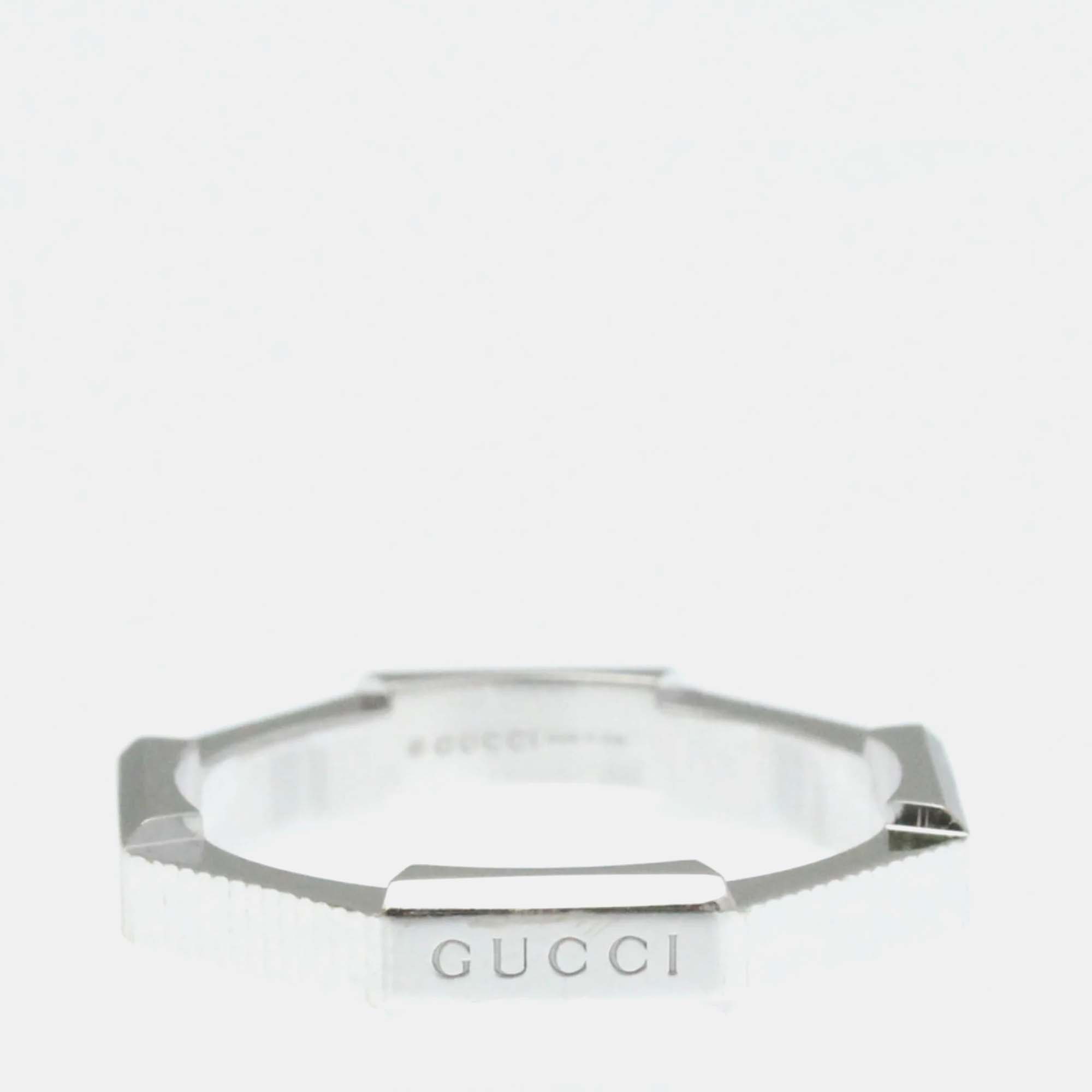 

Gucci Link To Love 18K White Gold Band Ring EU 60
