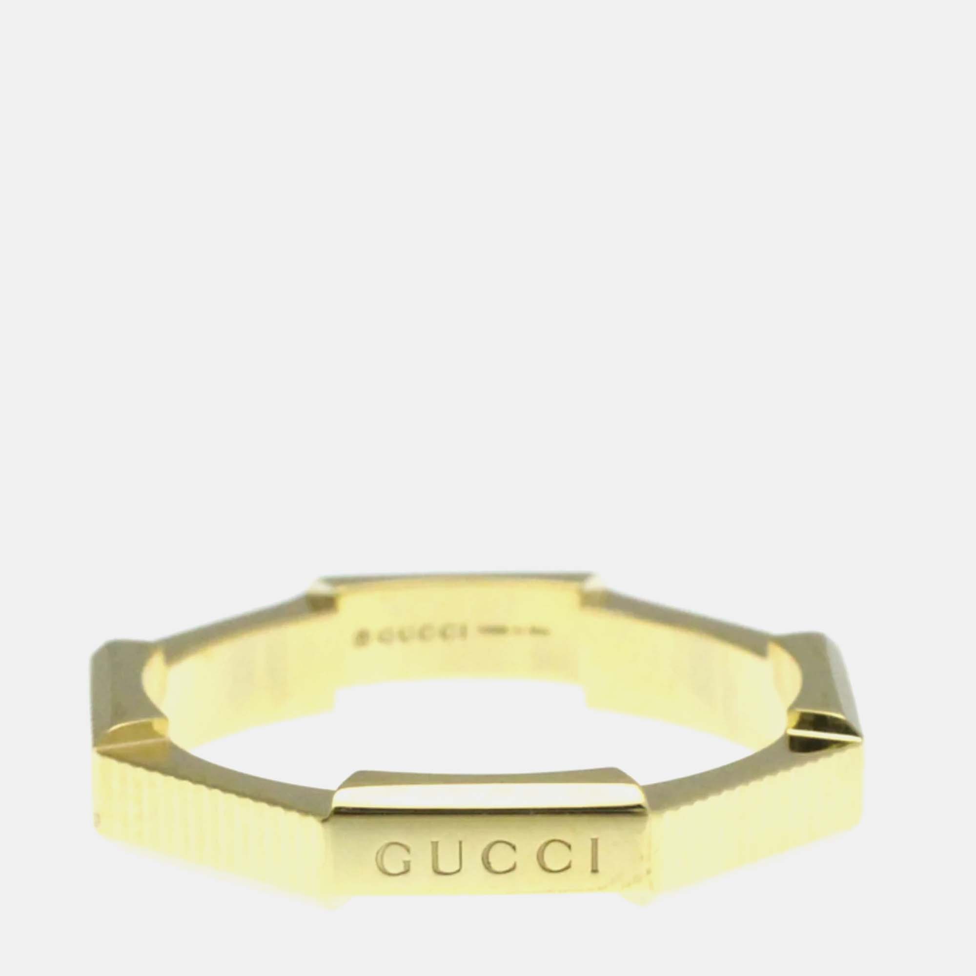 

Gucci Link To Love Ring 18K Yellow Gold Fashion No Stone Band Ring EU 60