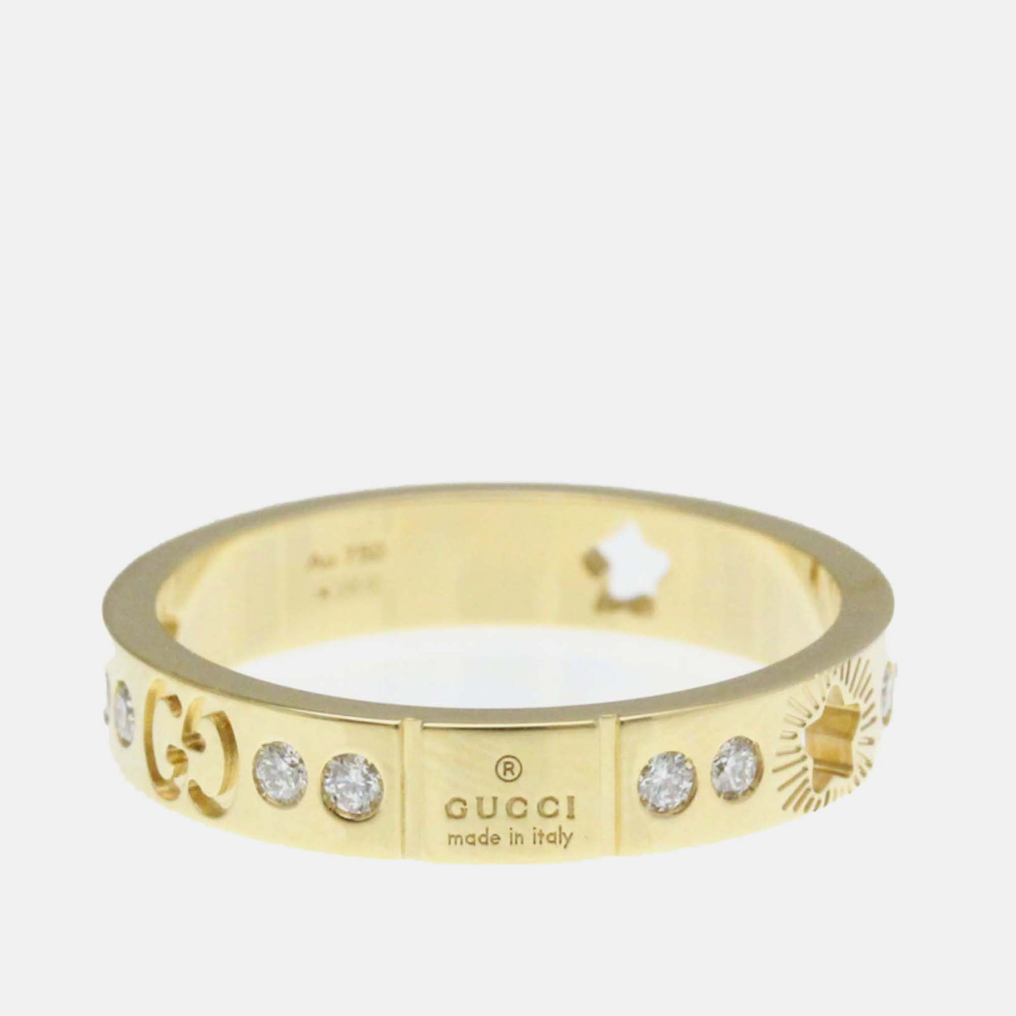 

Gucci Icon Star Ring Diamond 18K Yellow Gold Fashion Band Ring EU 57