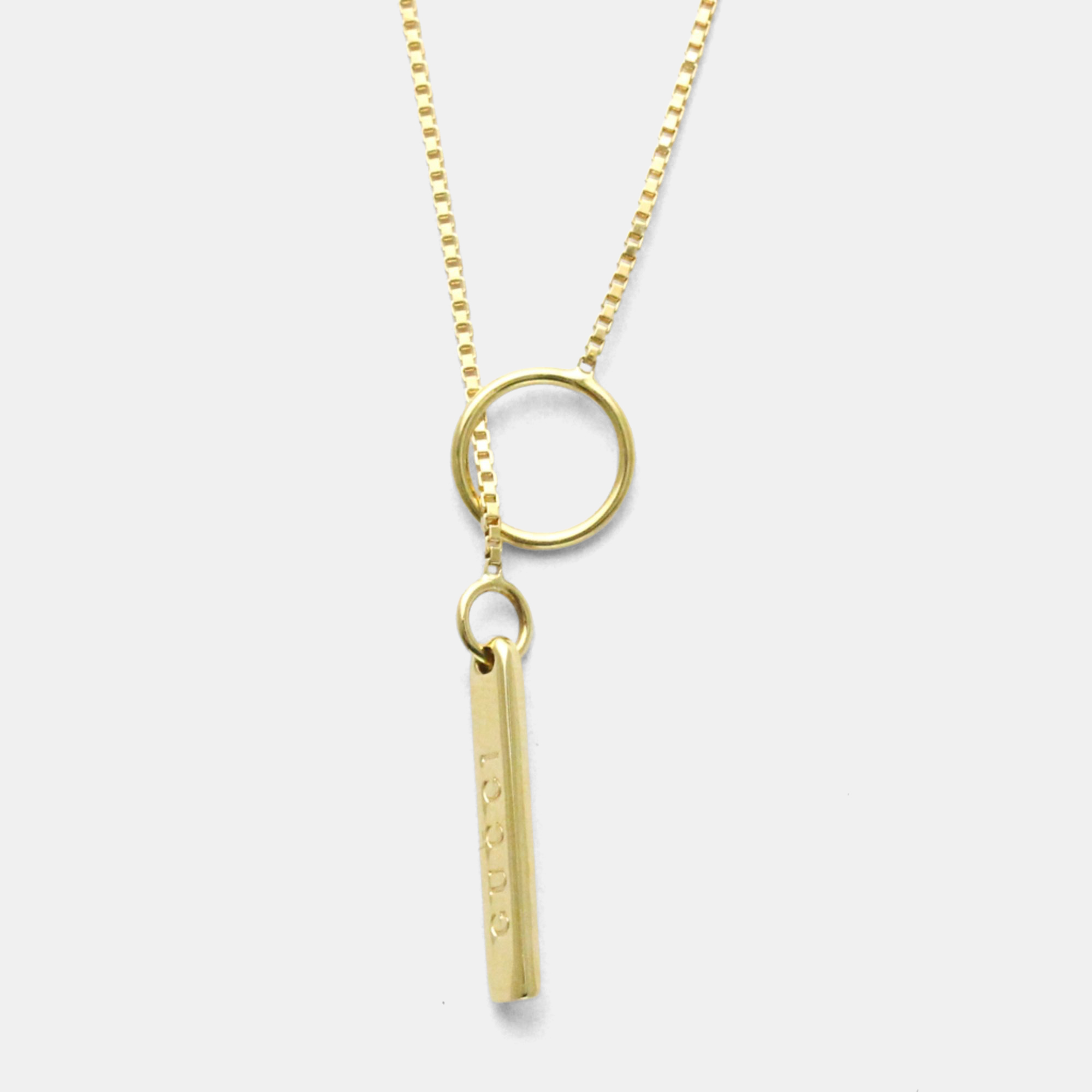 Pre-owned Gucci Lariat Yellow Gold 18k No Stone Necklace Gold