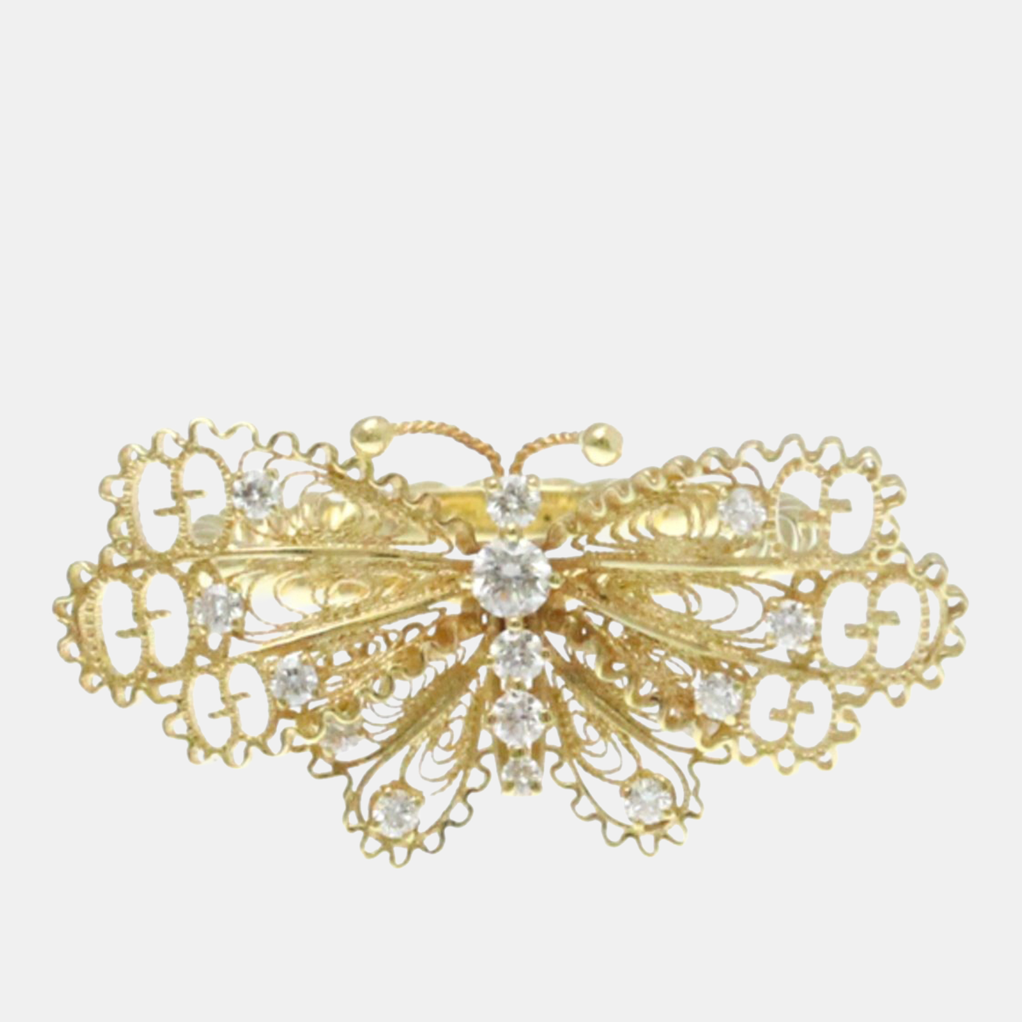 

Gucci Le March Des Merveilles Butterfly Yellow Gold 18K Fashion Diamond Band Ring Gold EU 52