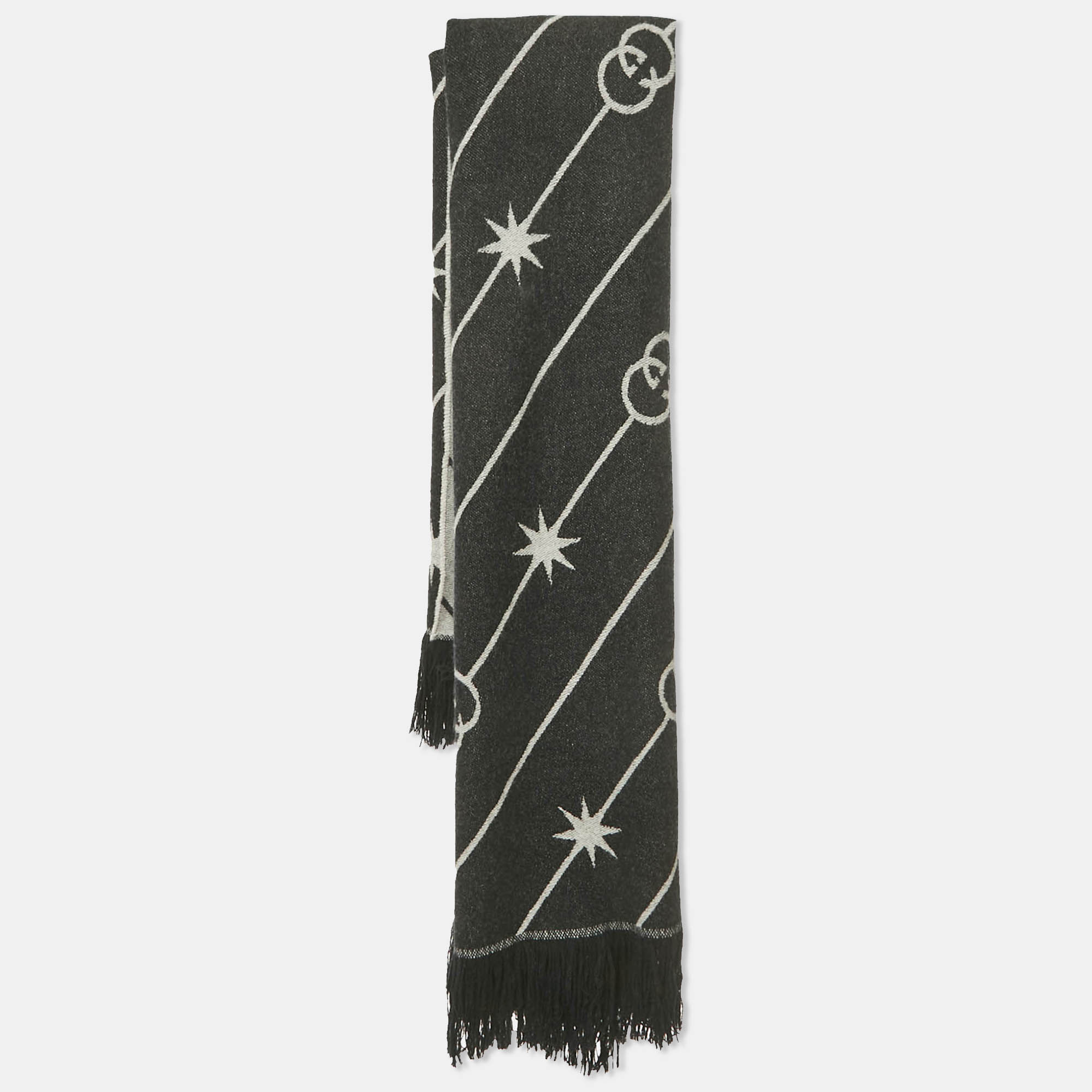 

Gucci Black GG Wool Jacquard Shawl