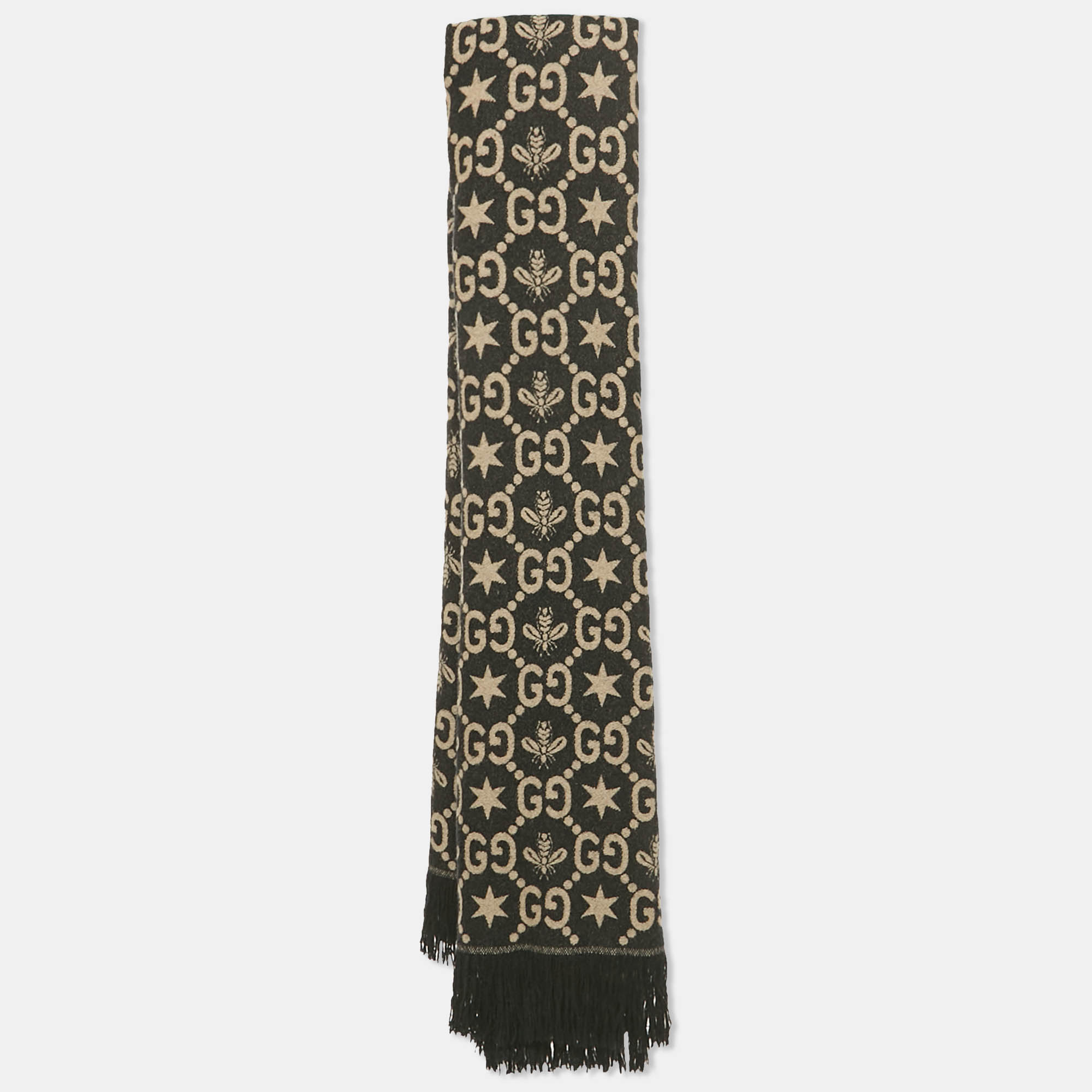 

Gucci Black GG/Bee Jacquard Wool Shawl