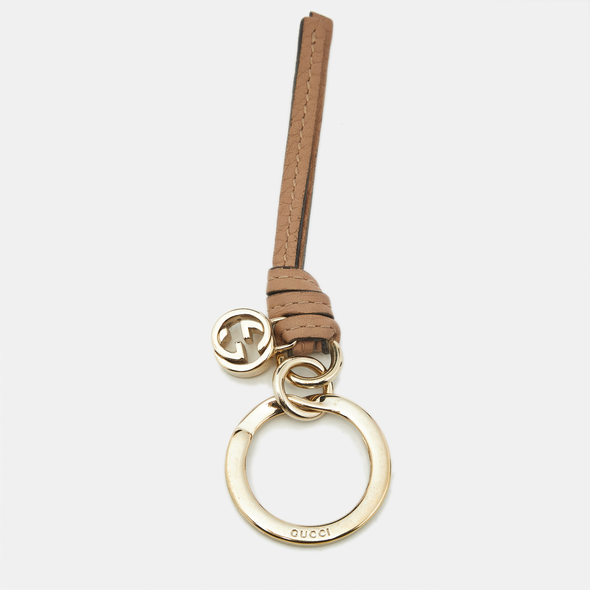 

Gucci Beige Leather Interlocking G Keychain