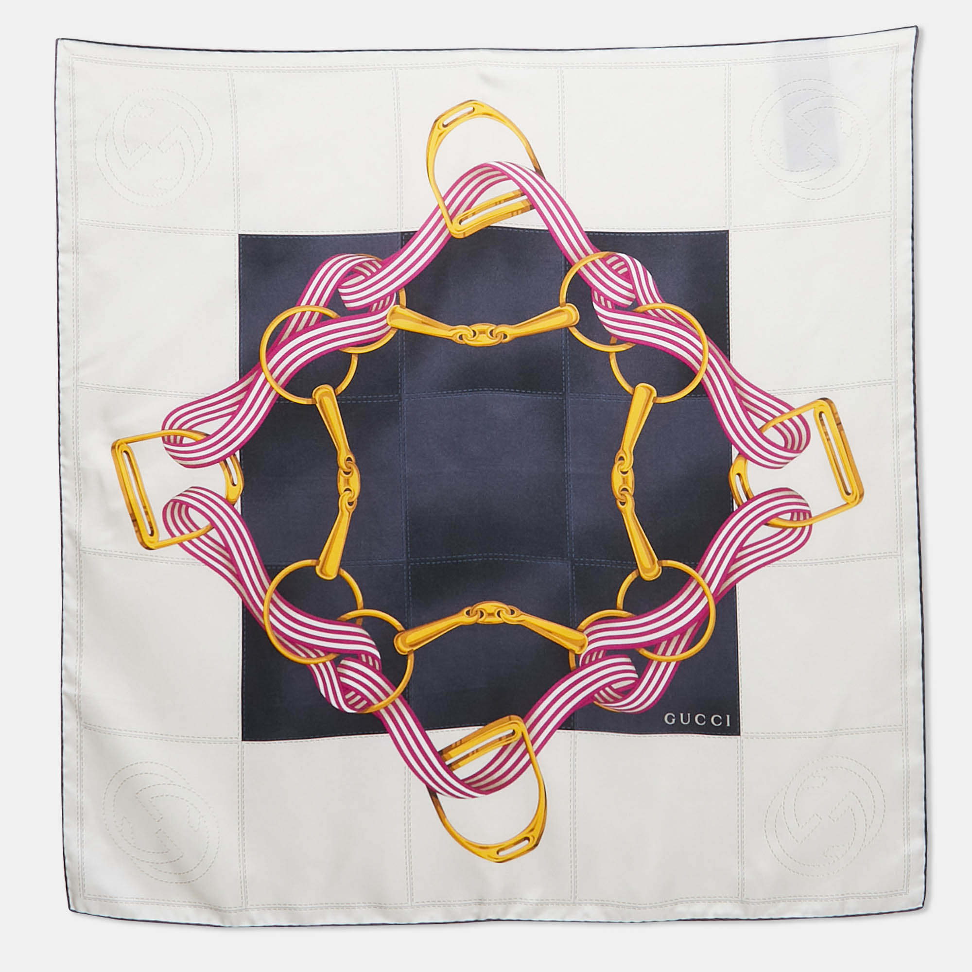 

Gucci Blue Printed Silk Square Scarf