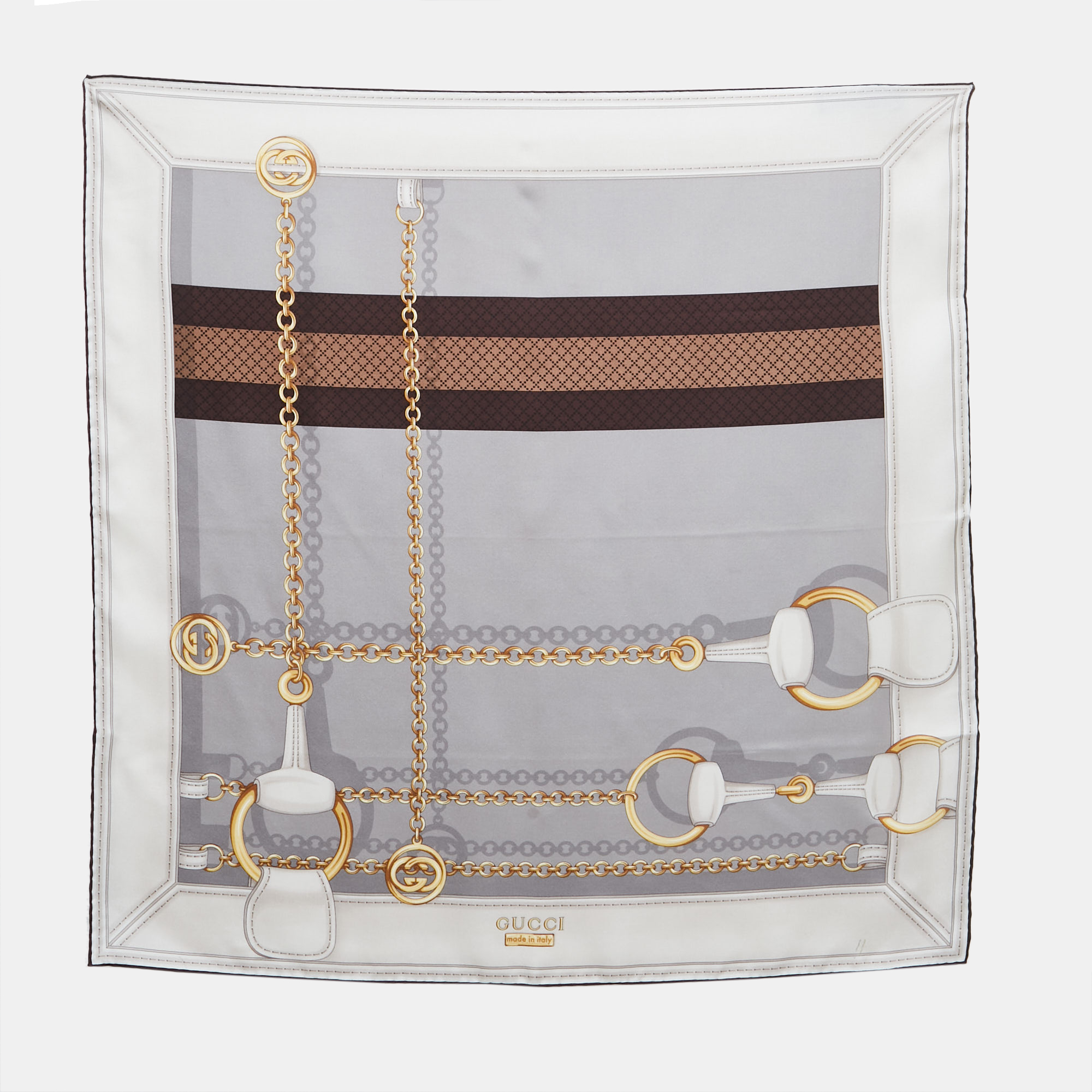 

Gucci Grey Printed Silk Square Scarf