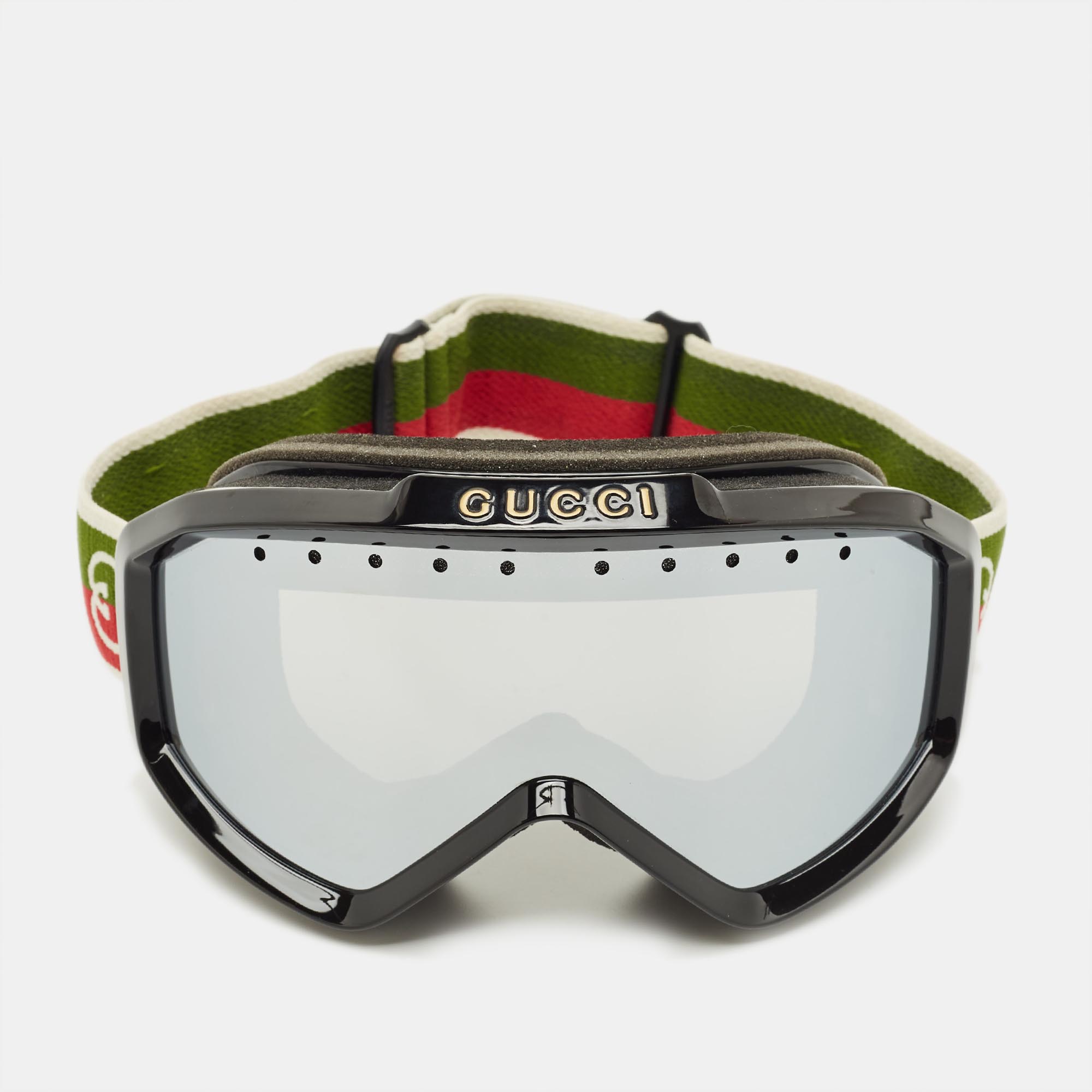 

Gucci Black Mirrored Web Ski Goggles