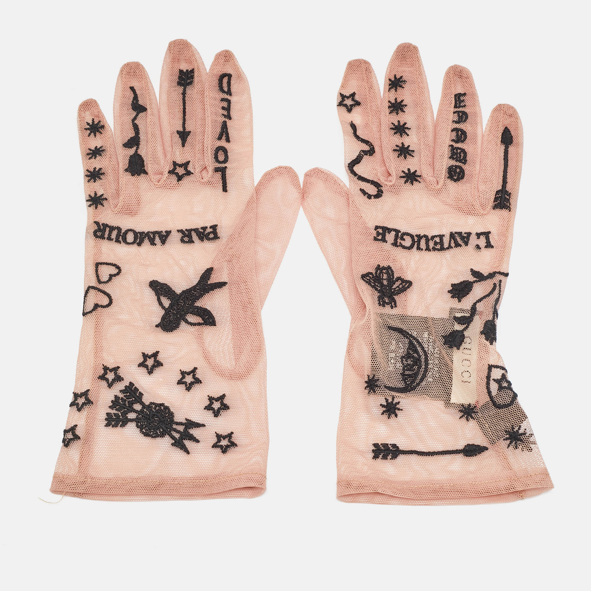 

Gucci Nude Par Amour Sheer Tulle Gloves, Pink
