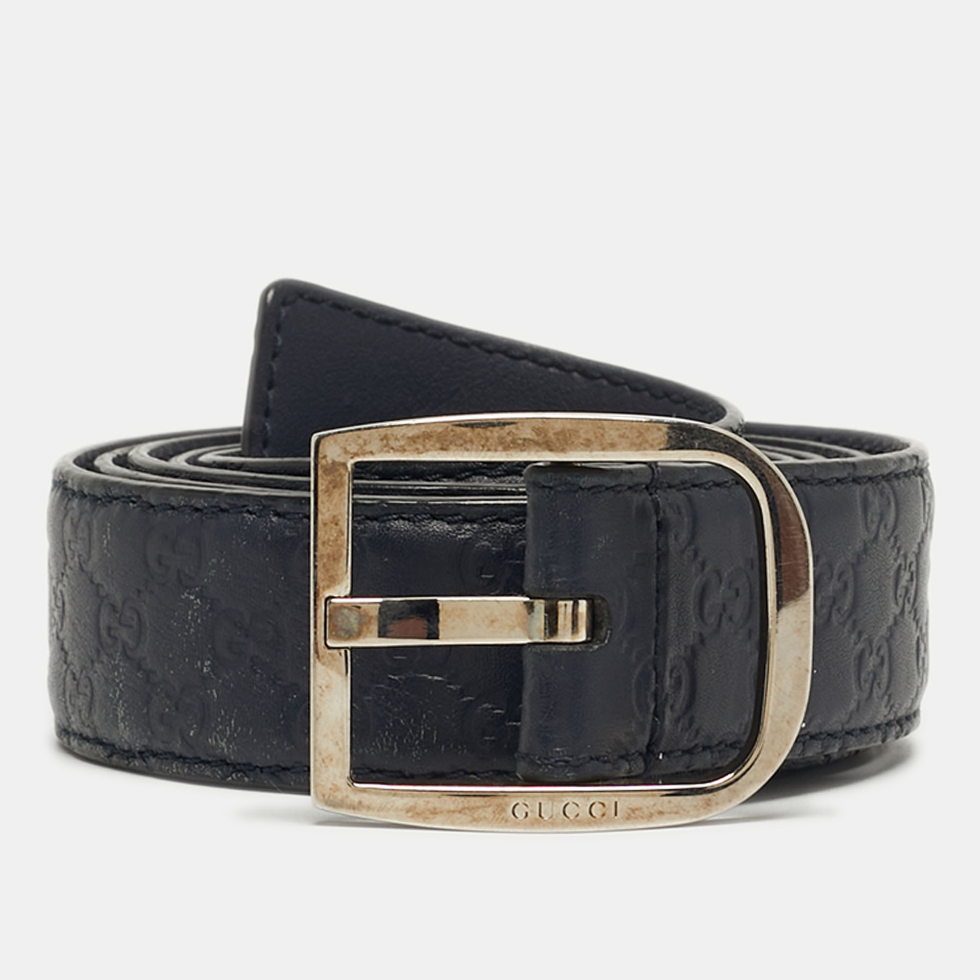 

Gucci 110CM Buckle Belt Dark Blue Microguccissima Leather