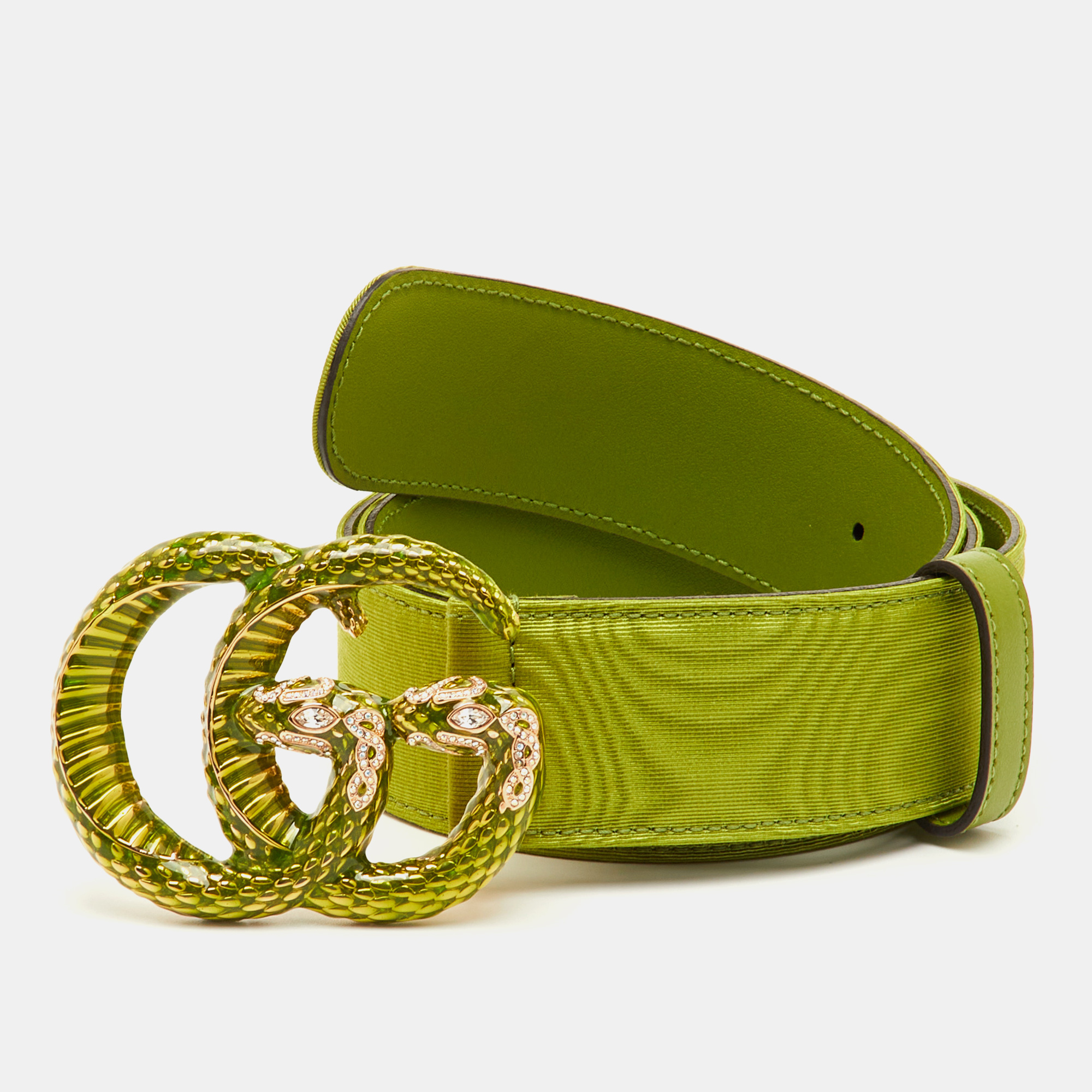 

Gucci Double G Snake Green Fabric Buckle Belt