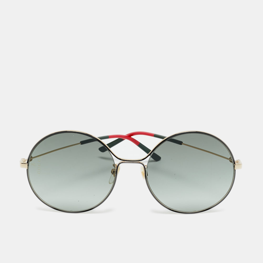 

Gucci Black/Gold Tone GG0395S Round Sunglasses