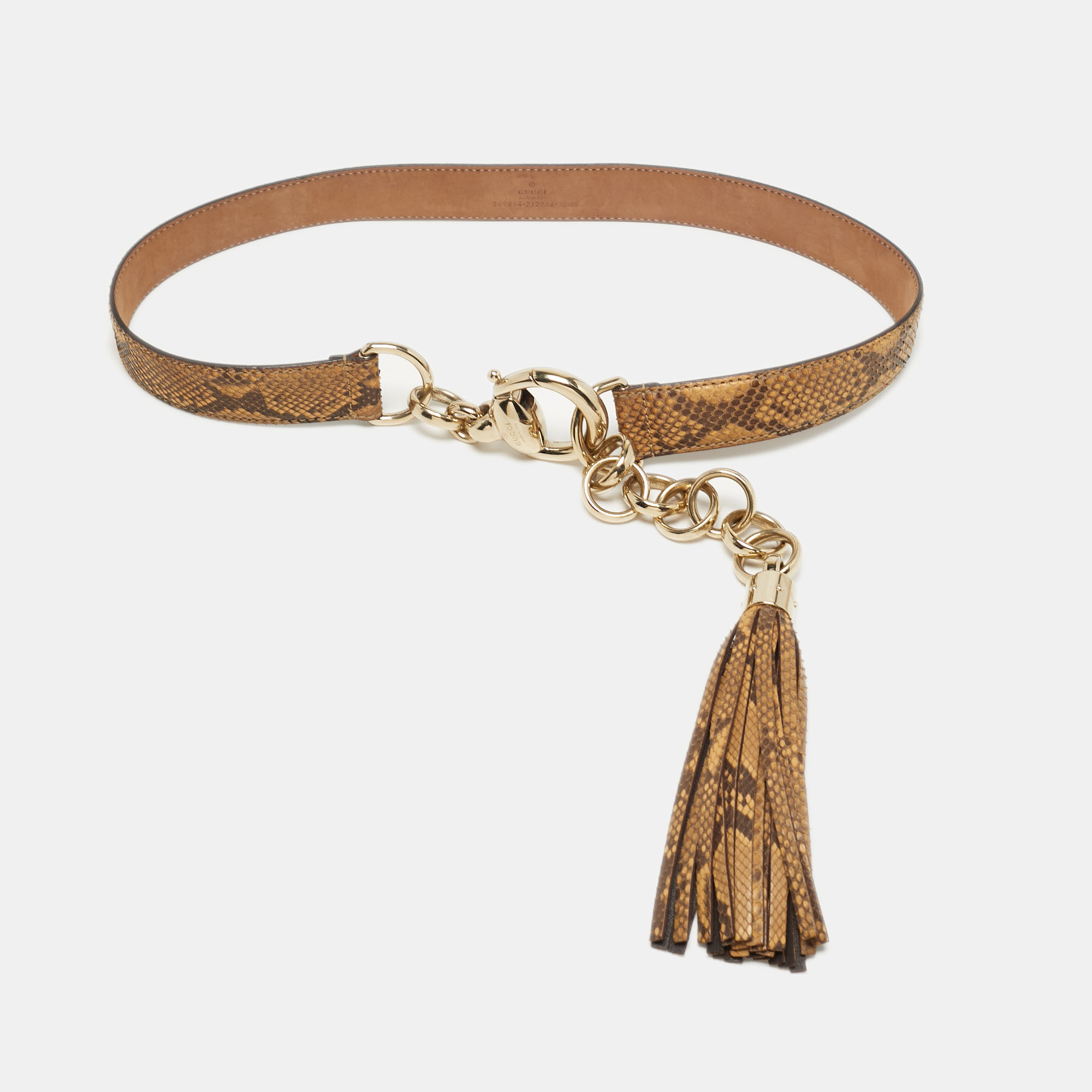 

Gucci Horsebit Tassel  Waist Belt Brown Python