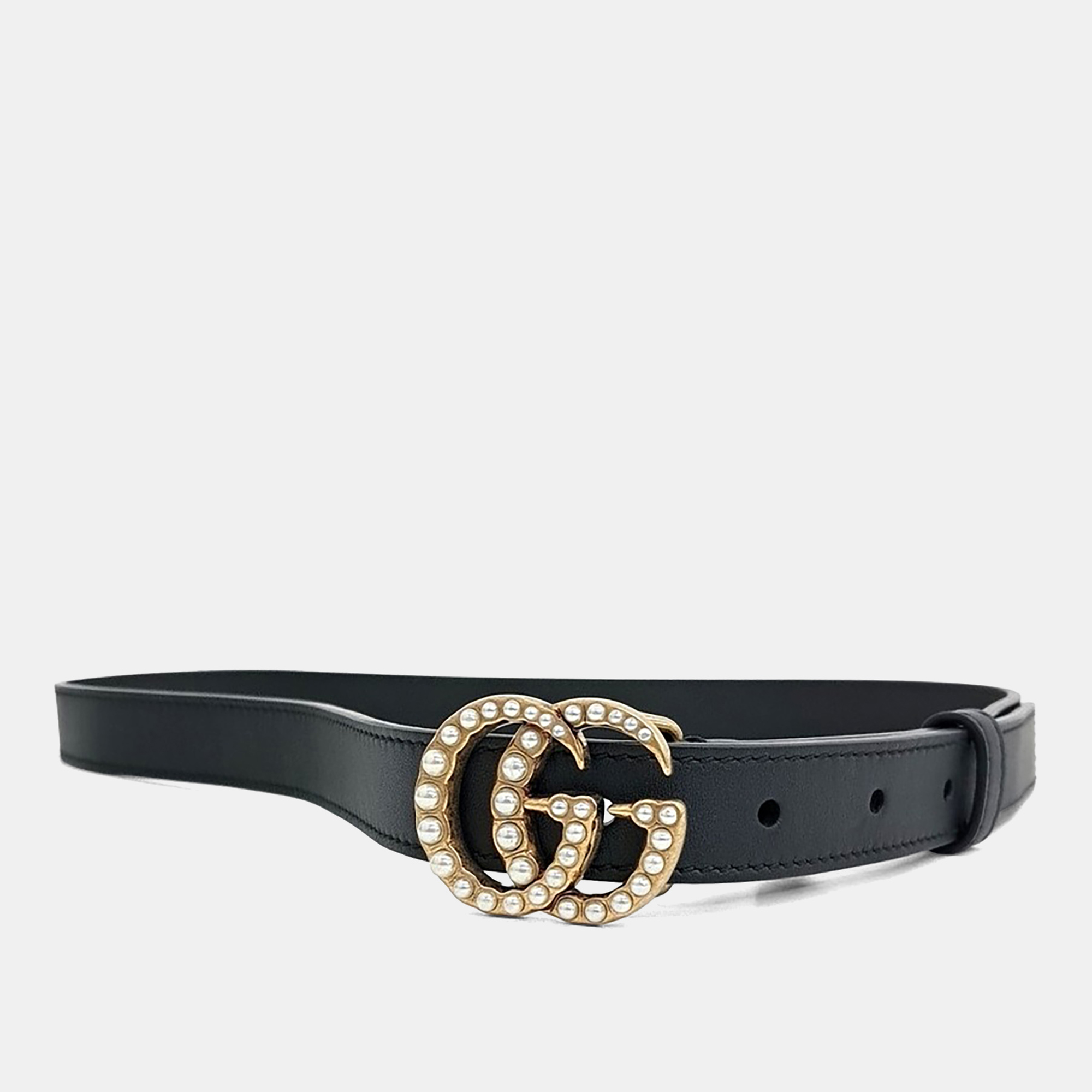 

Gucci Pearl-Embellished Mamont Belt, Black