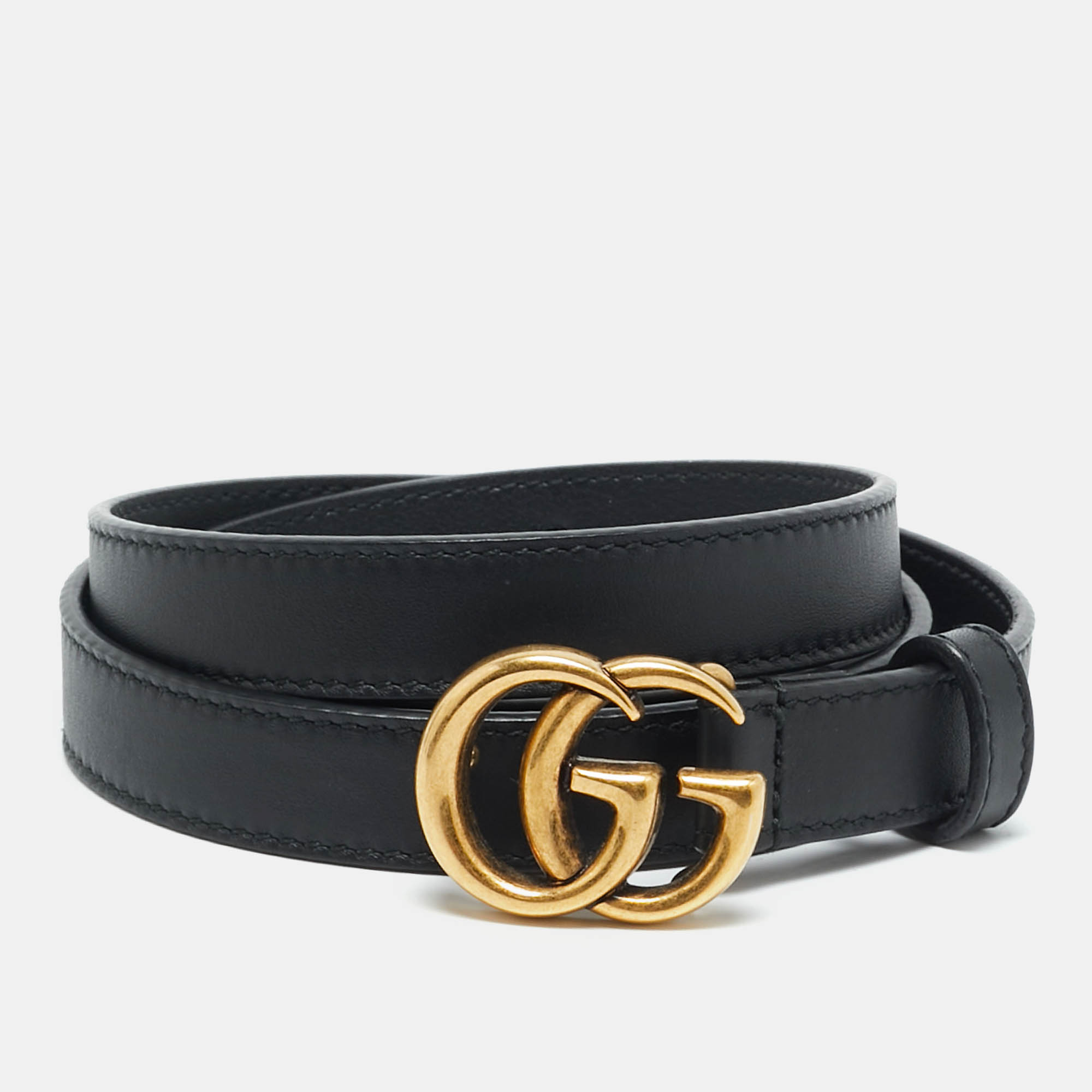 

Gucci GG Marmont  Slim Buckle Belt Black Leather